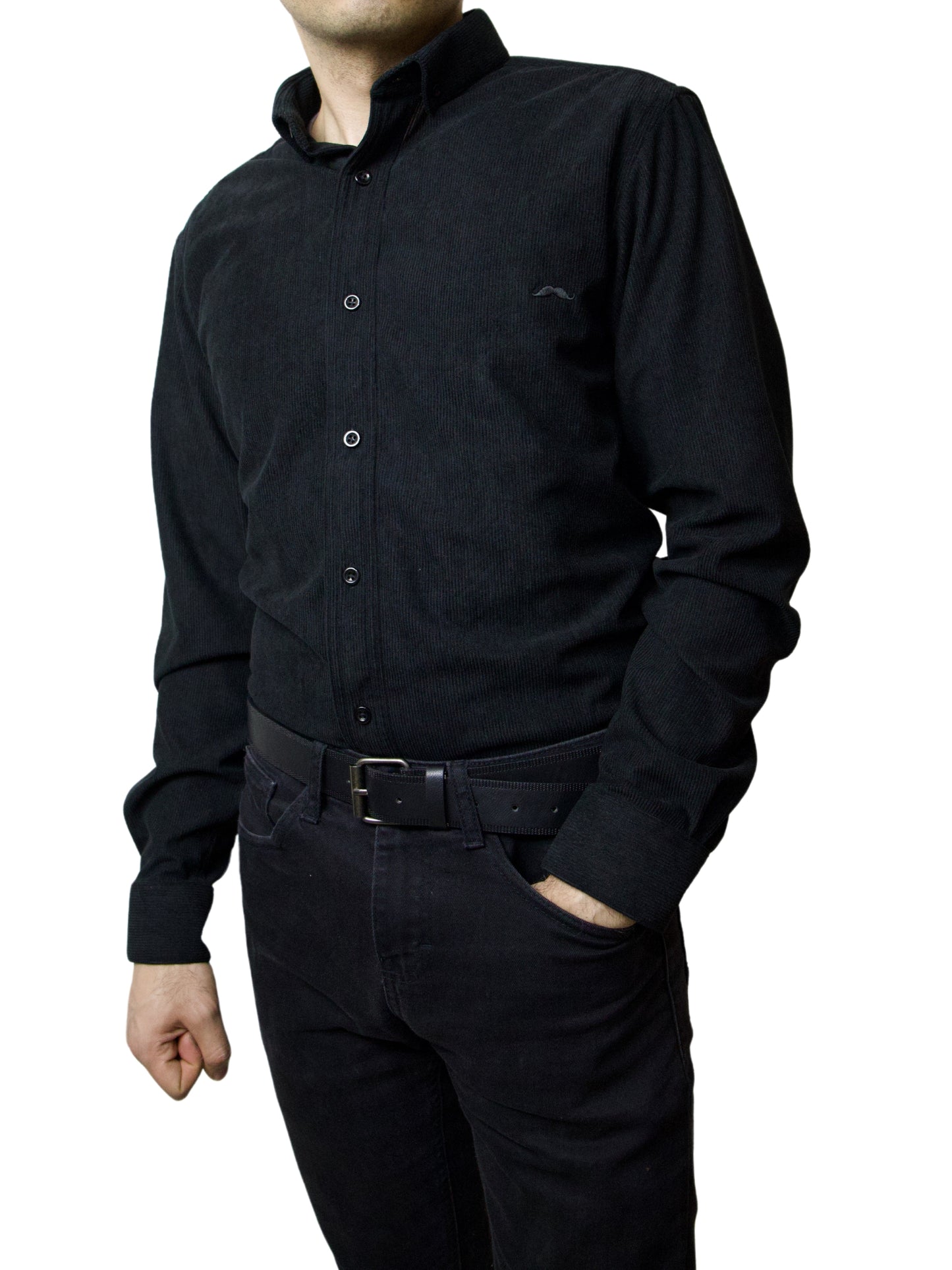 Camisa slim fit - Pana negro