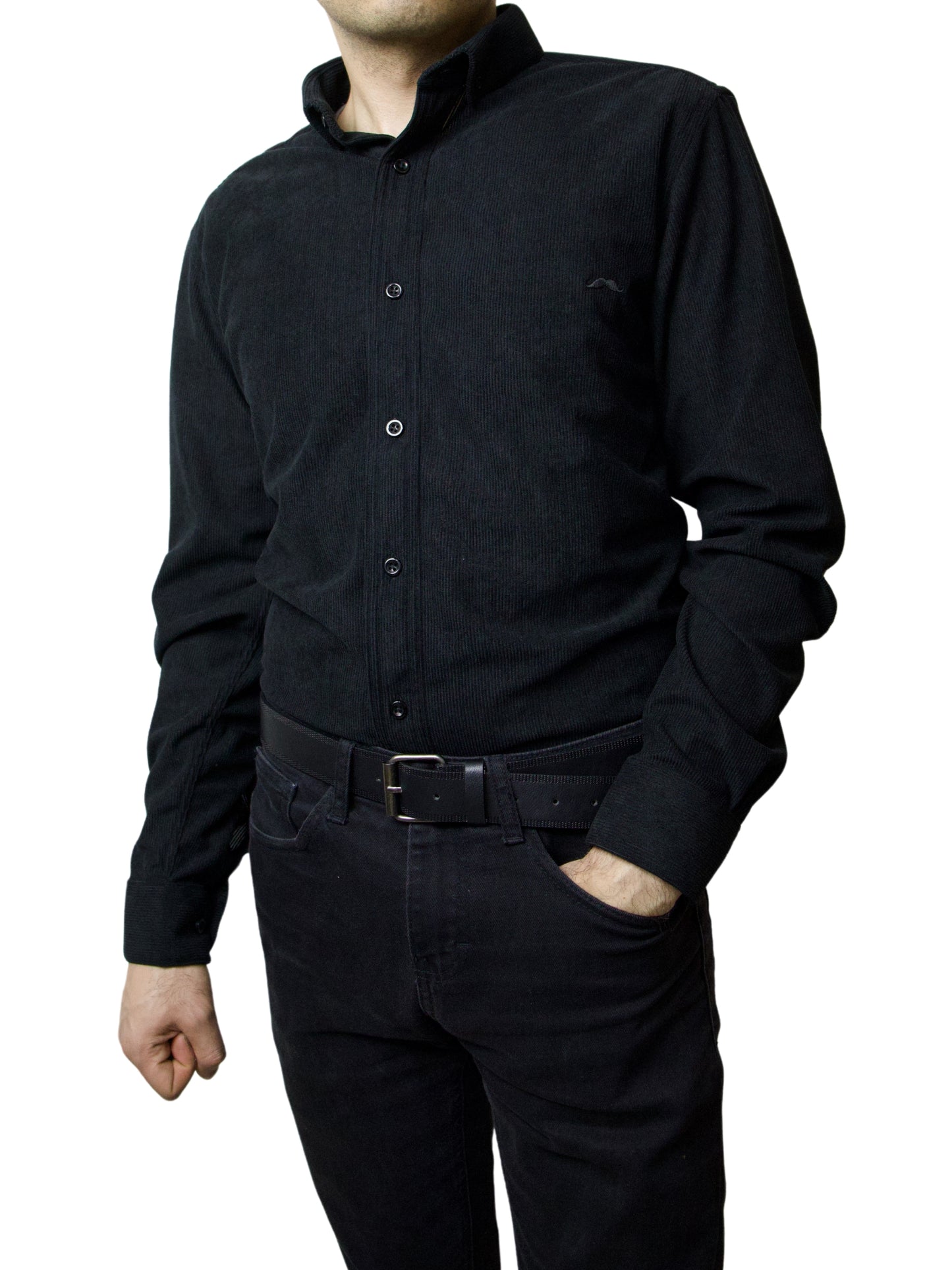 Camisa slim fit - Pana negro