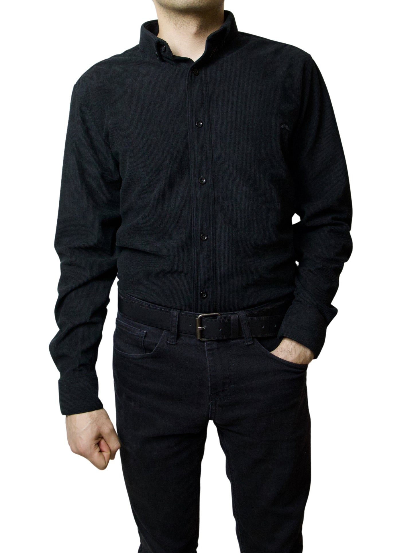 Camisa slim fit - Pana negro