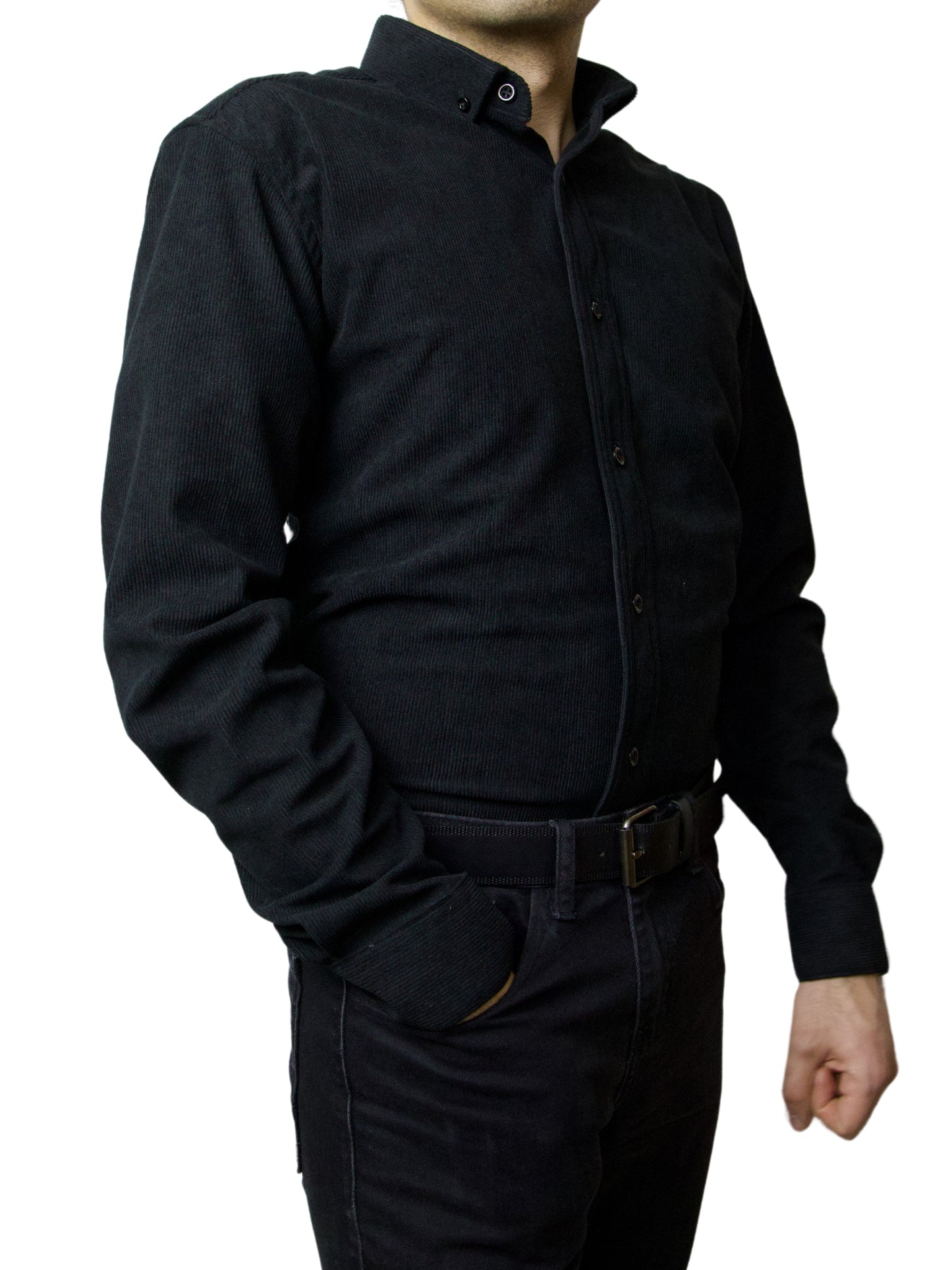 Camisa slim fit - Pana negro