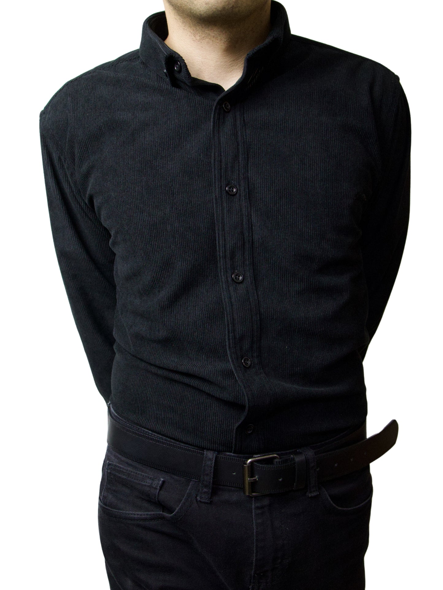 Camisa slim fit - Pana negro