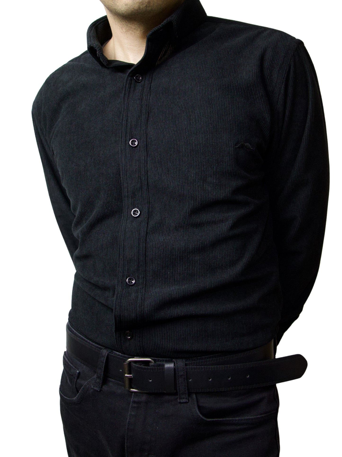 Camisa slim fit - Pana negro