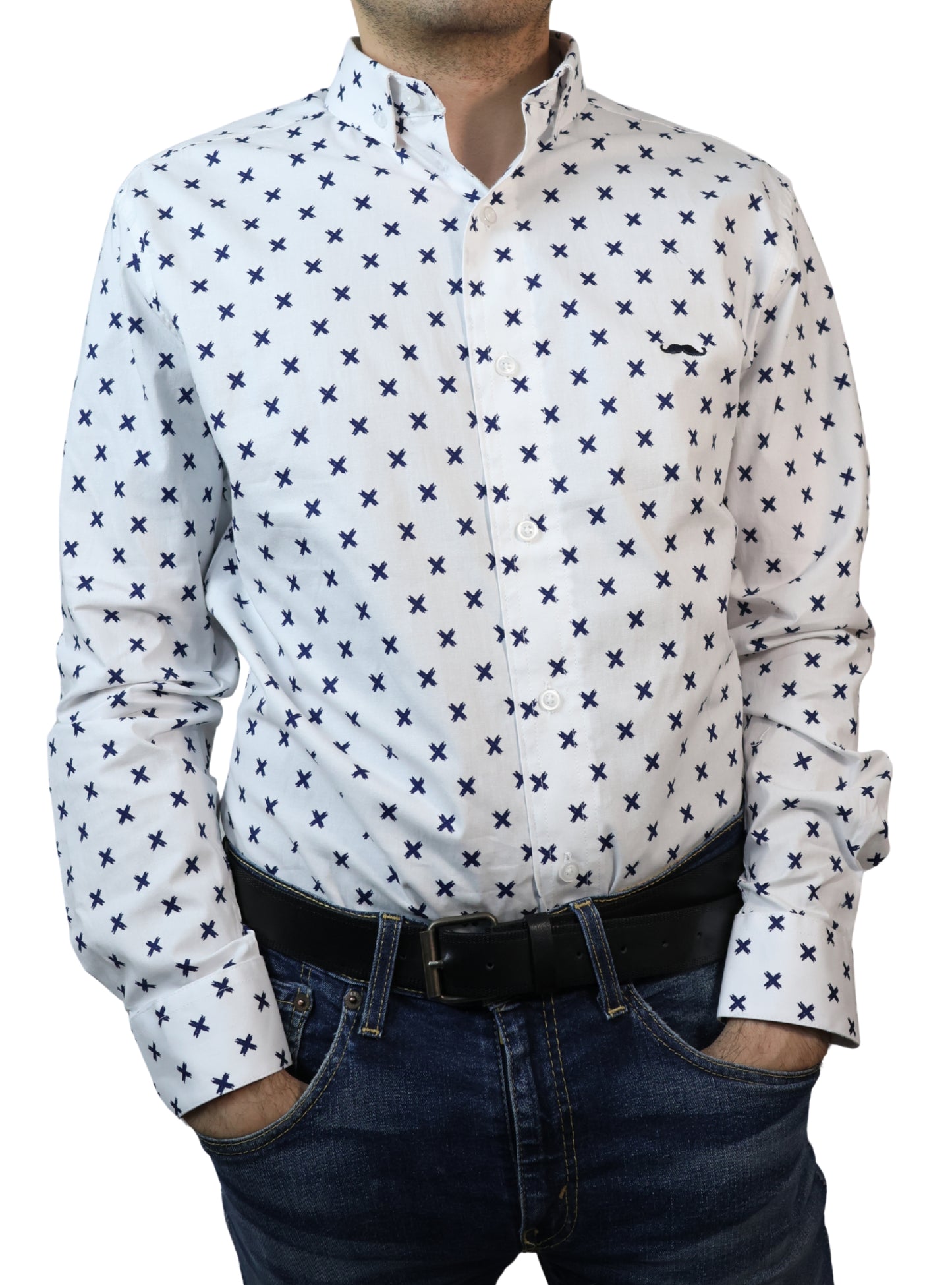 Camisa slim fit - Blanco estampado