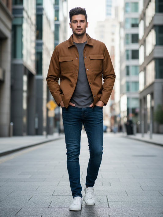 Chamarra doble vista - Mostaza/Negro