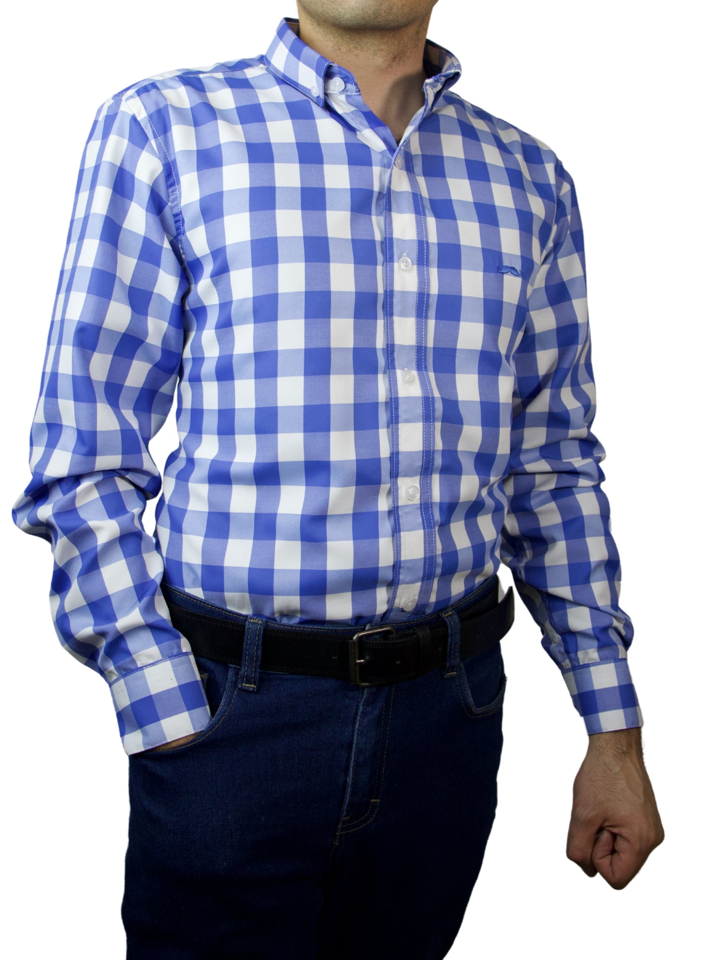Camisa slim fit - Cuadro azul claro