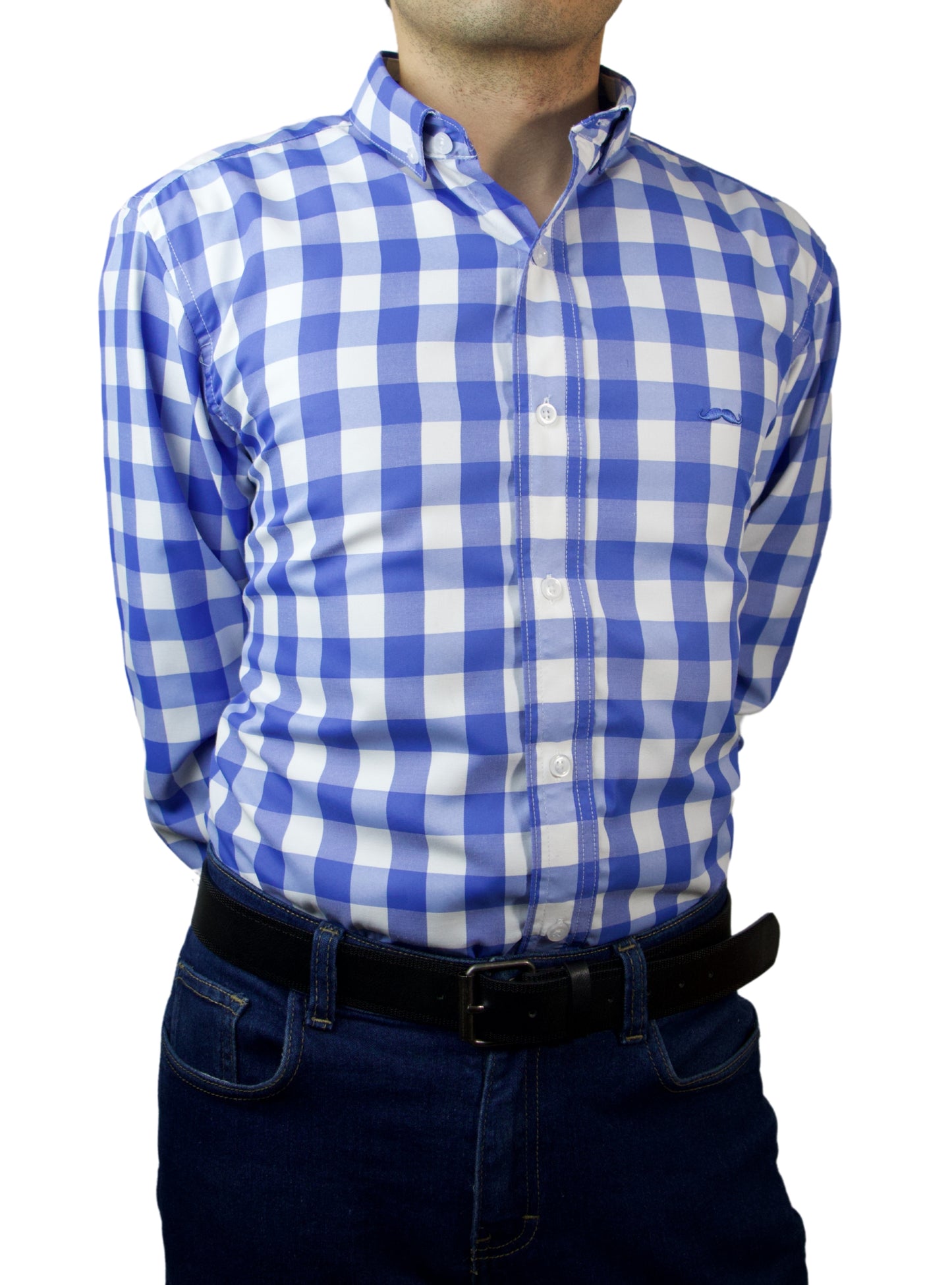 Camisa slim fit - Cuadro azul claro