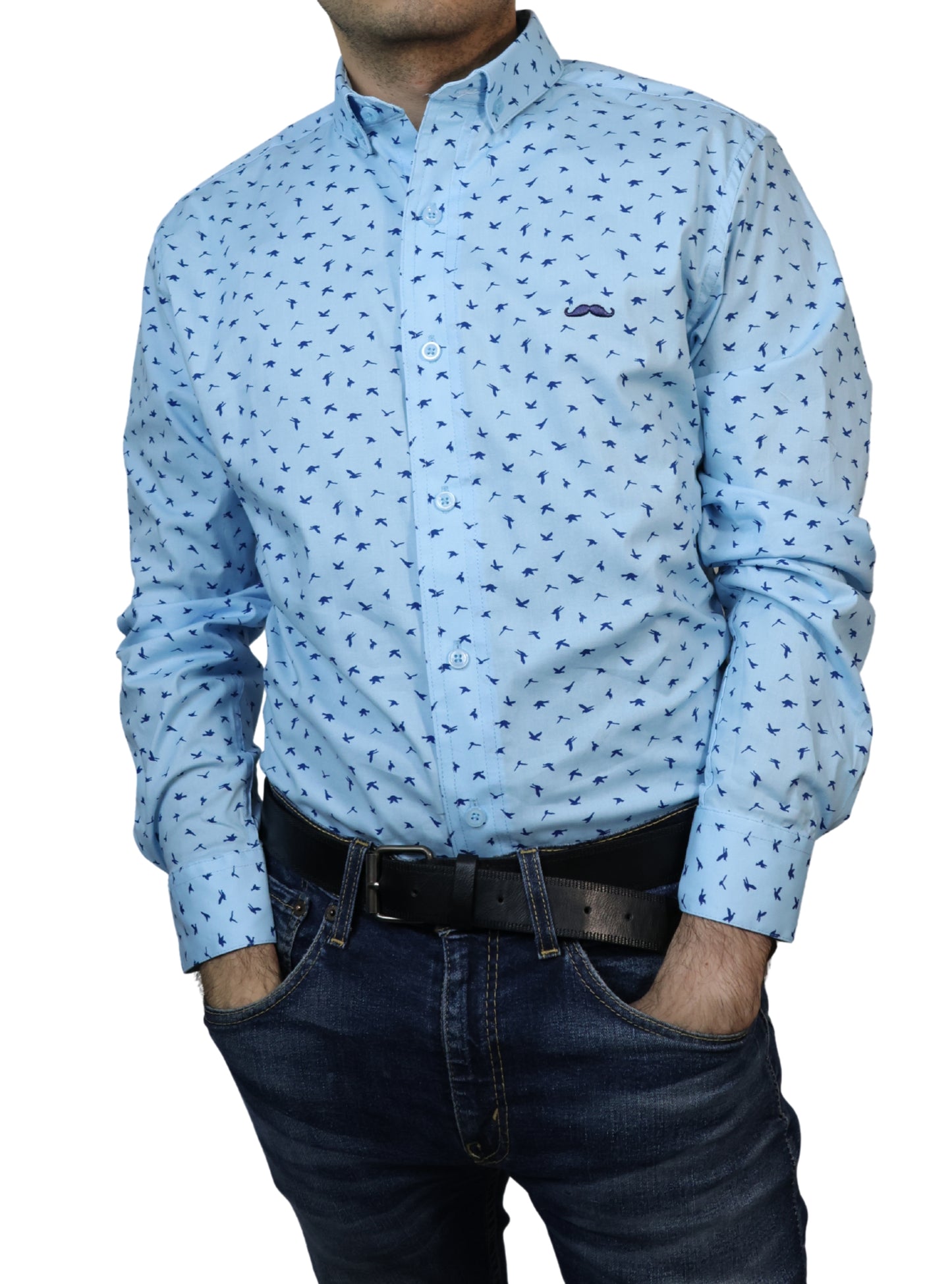 Camisa slim fit - Azul estampado