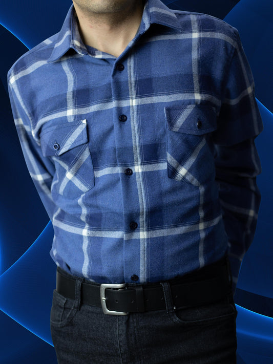 Camisa franela slim fit - Océano