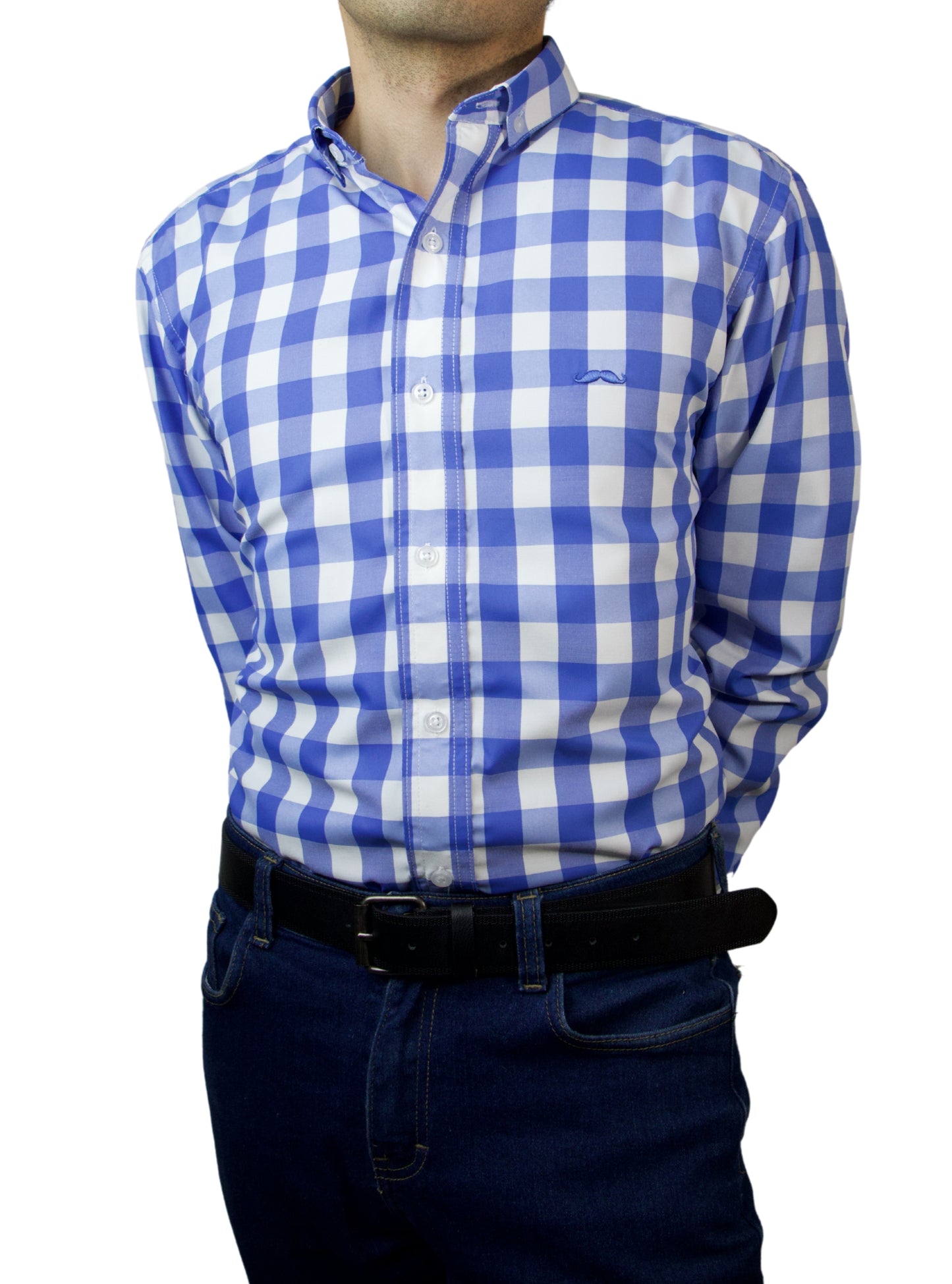 Camisa slim fit - Cuadro azul claro