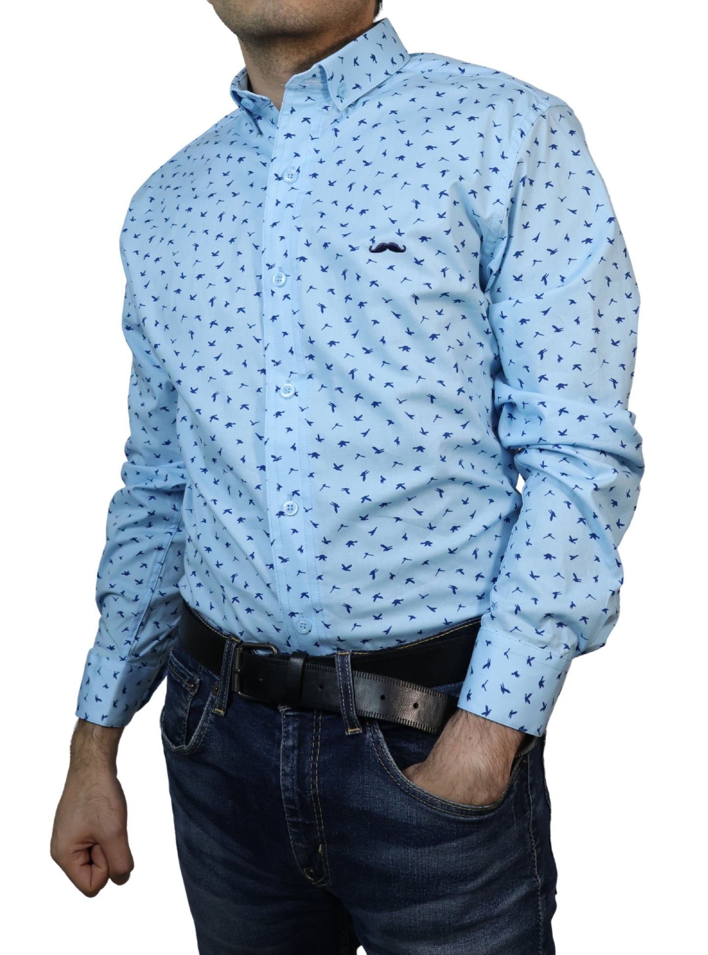Camisa slim fit - Azul estampado