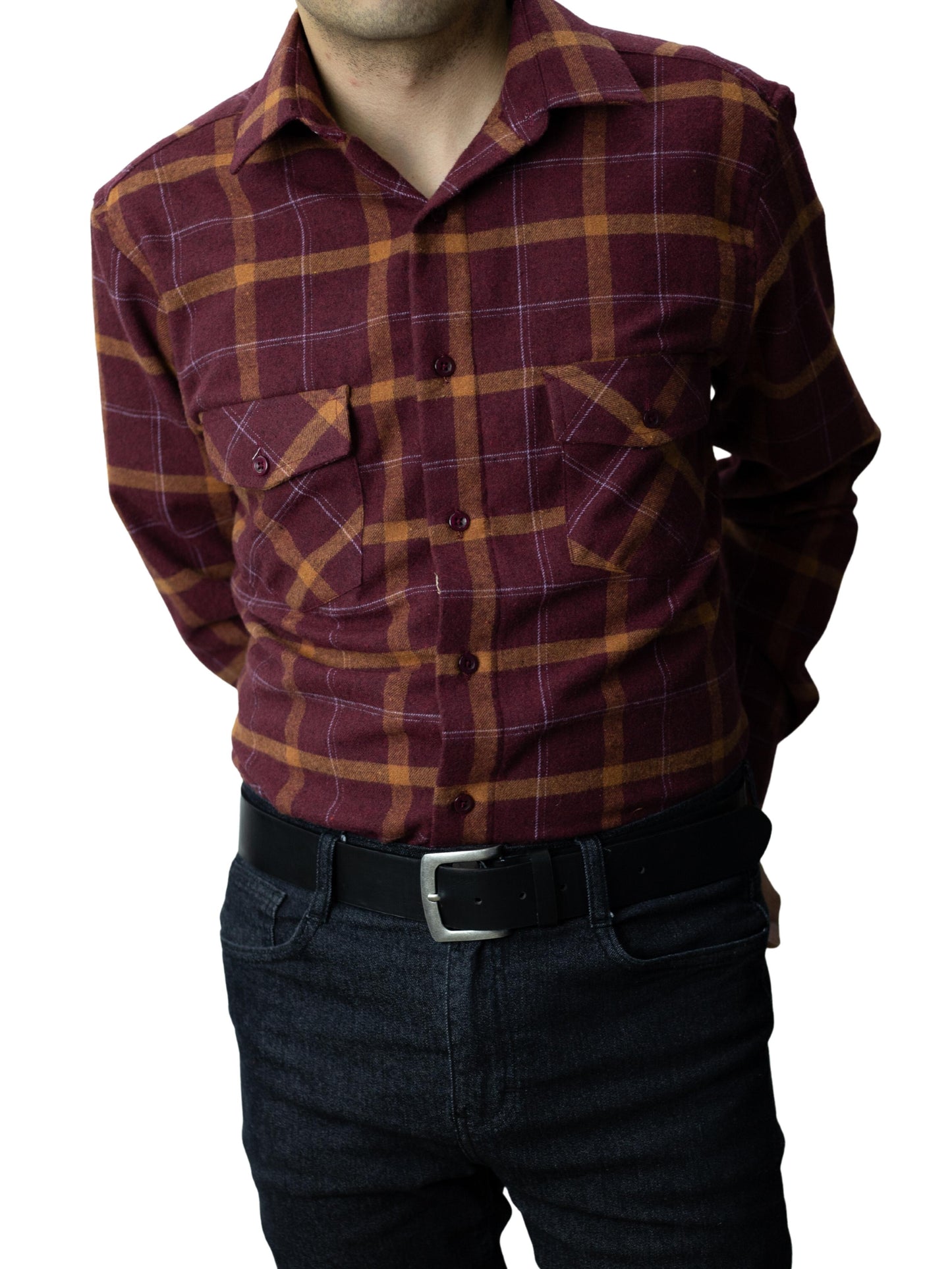 Camisa franela slim fit - Vino