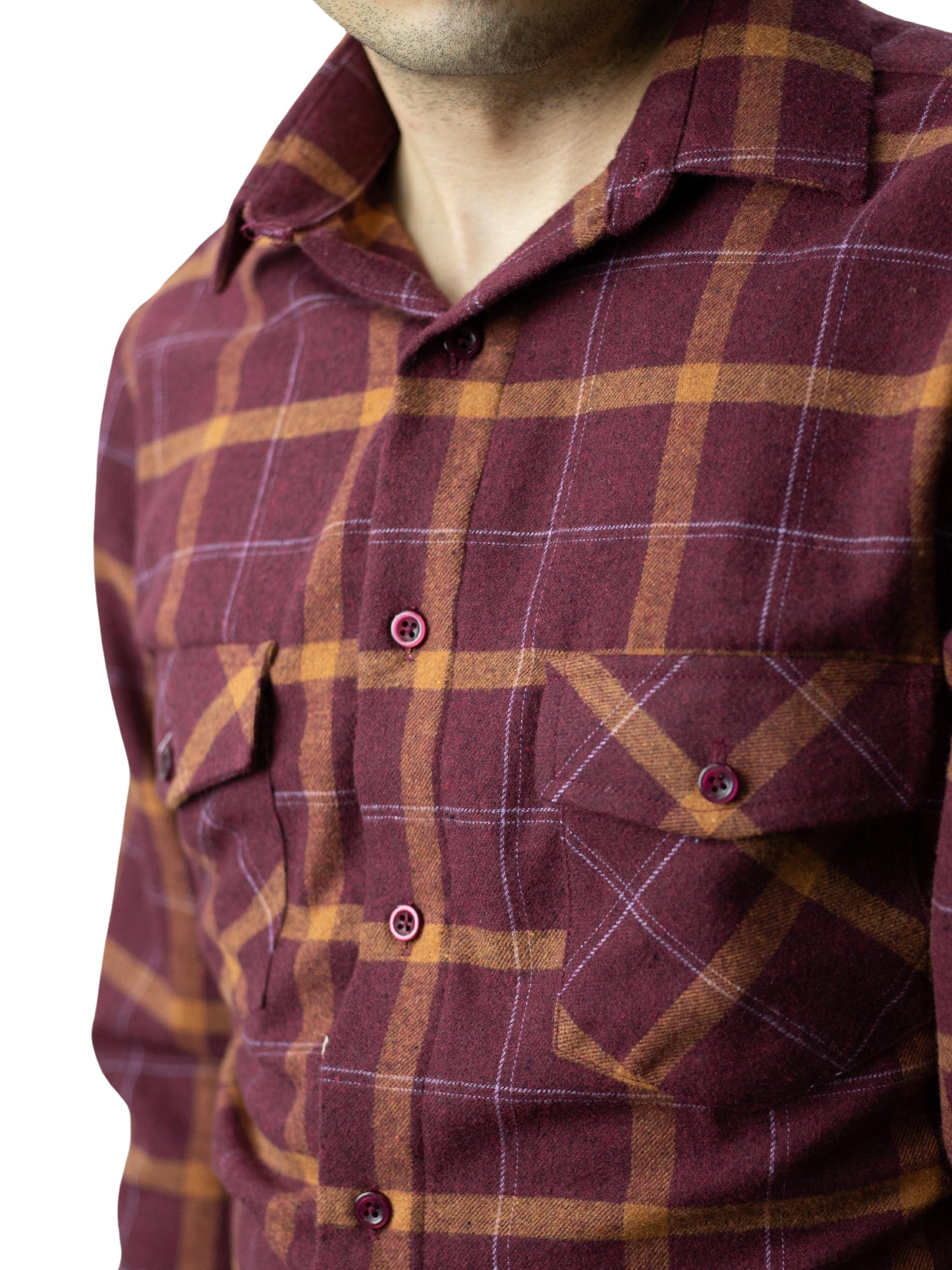 Camisa franela slim fit - Vino