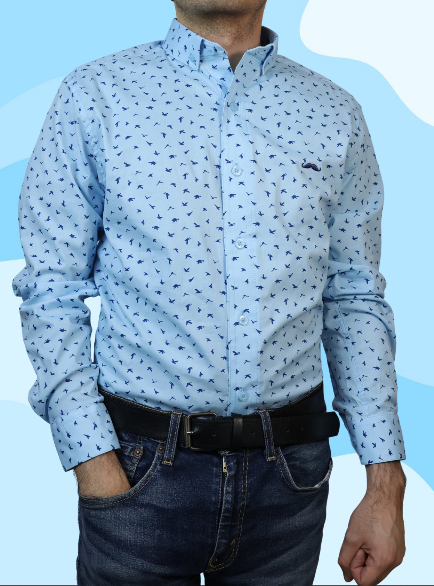 Camisa slim fit - Azul estampado