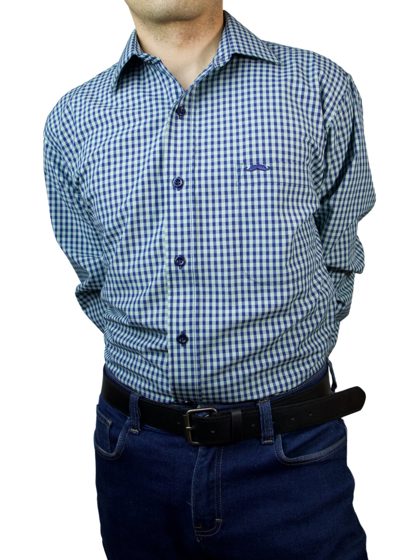 Camisa corte regular - Cuadro menta