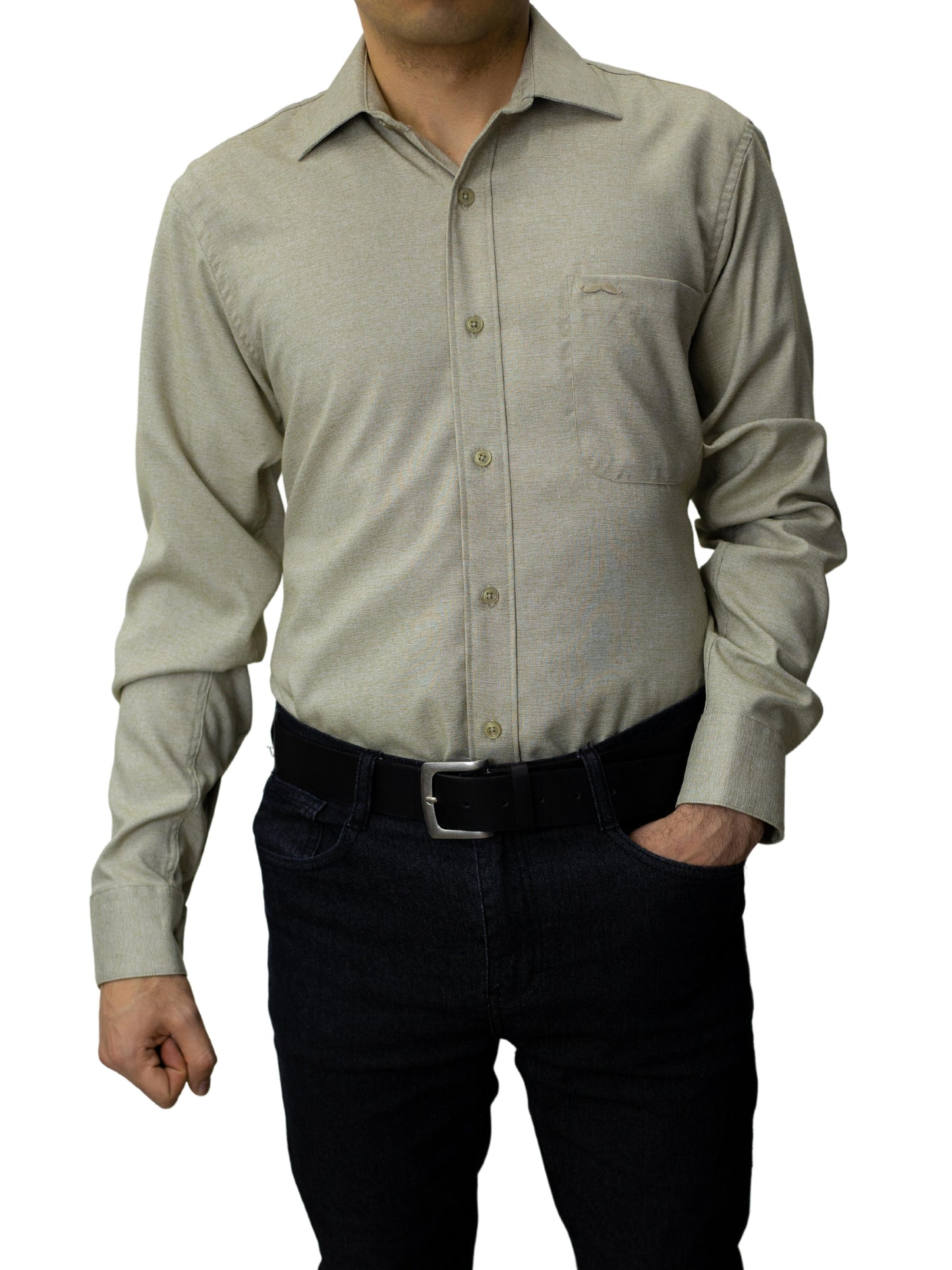 Camisa corte regular - Caqui