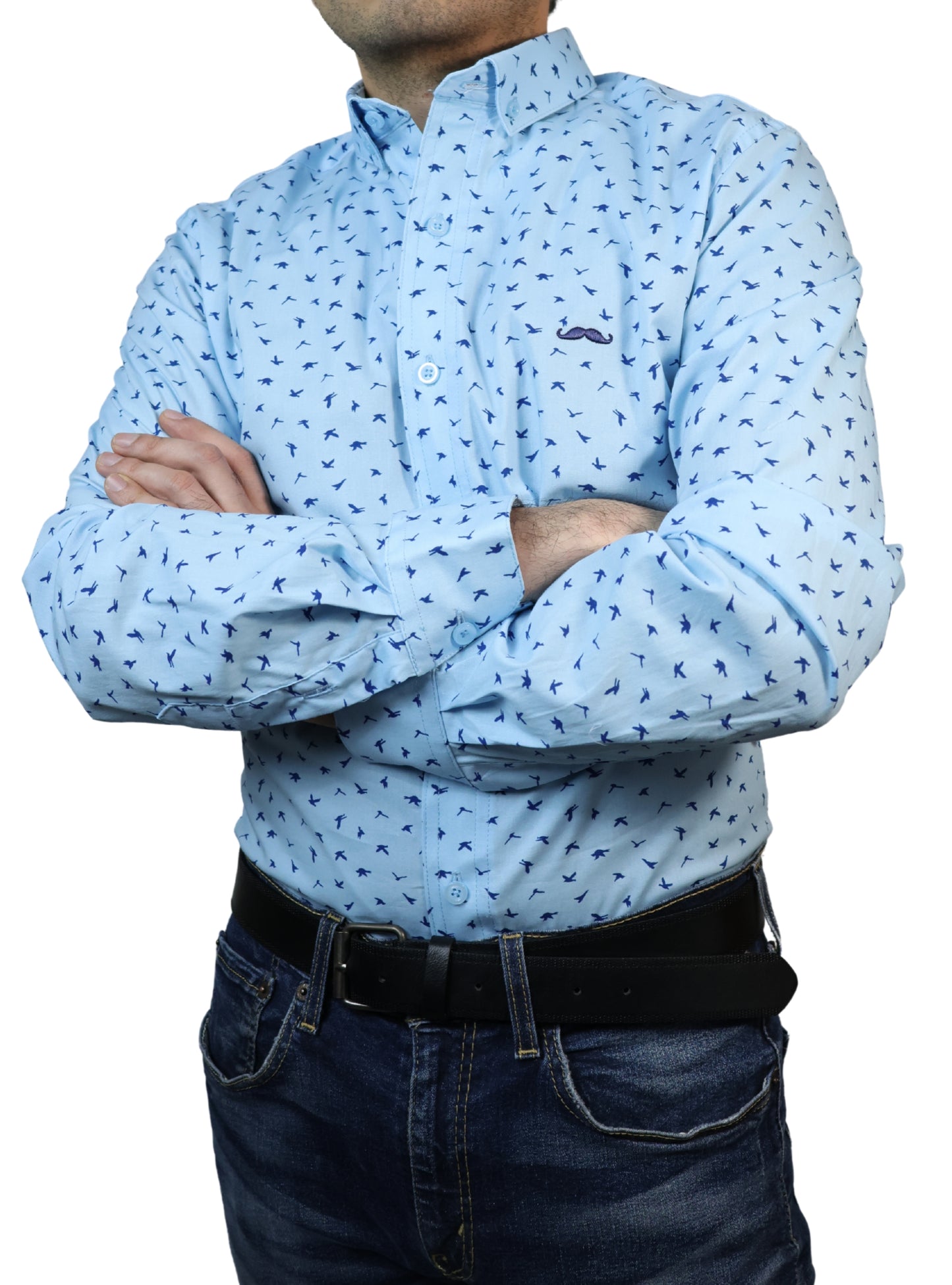 Camisa slim fit - Azul estampado