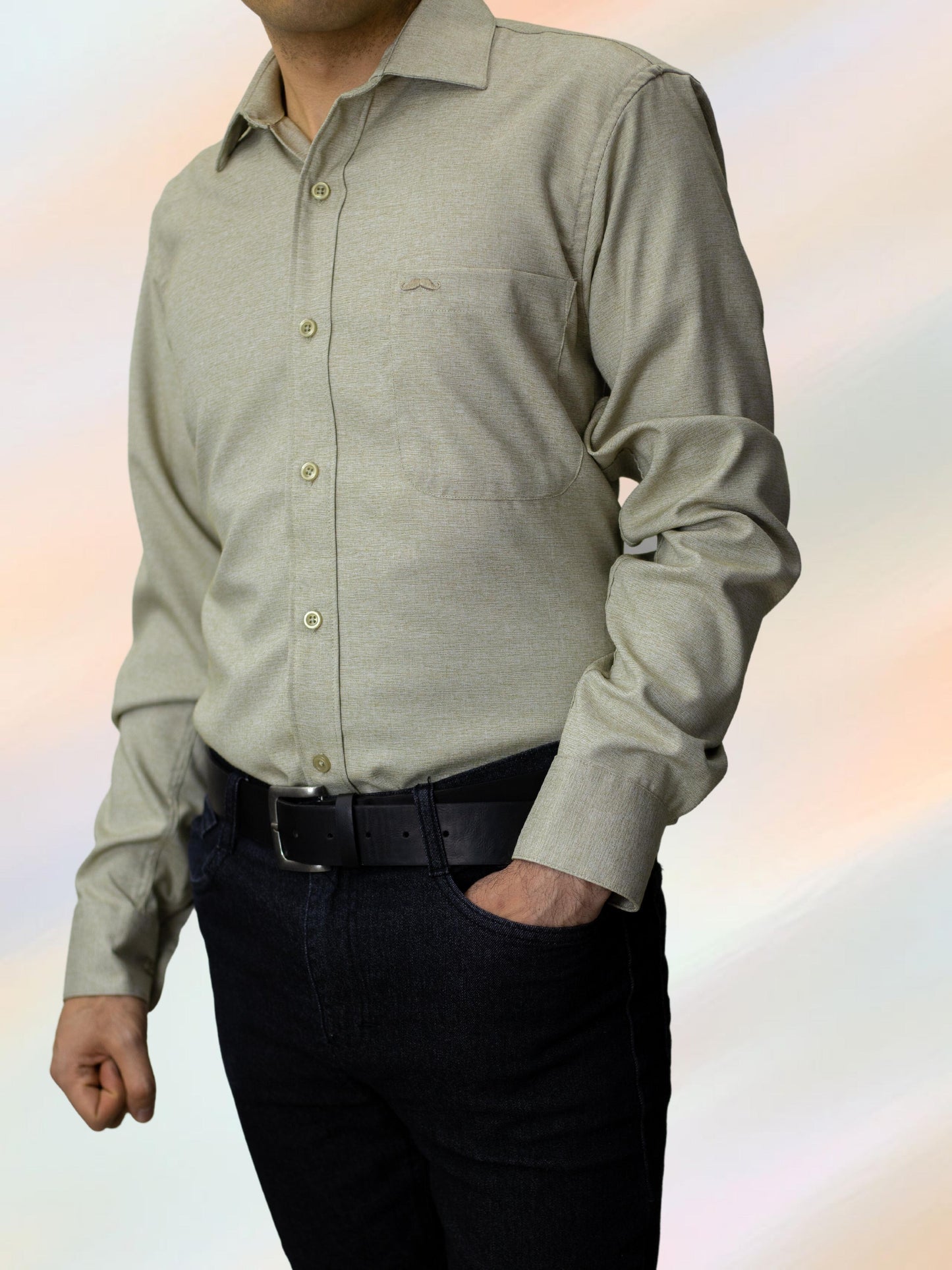 Camisa corte regular - Caqui