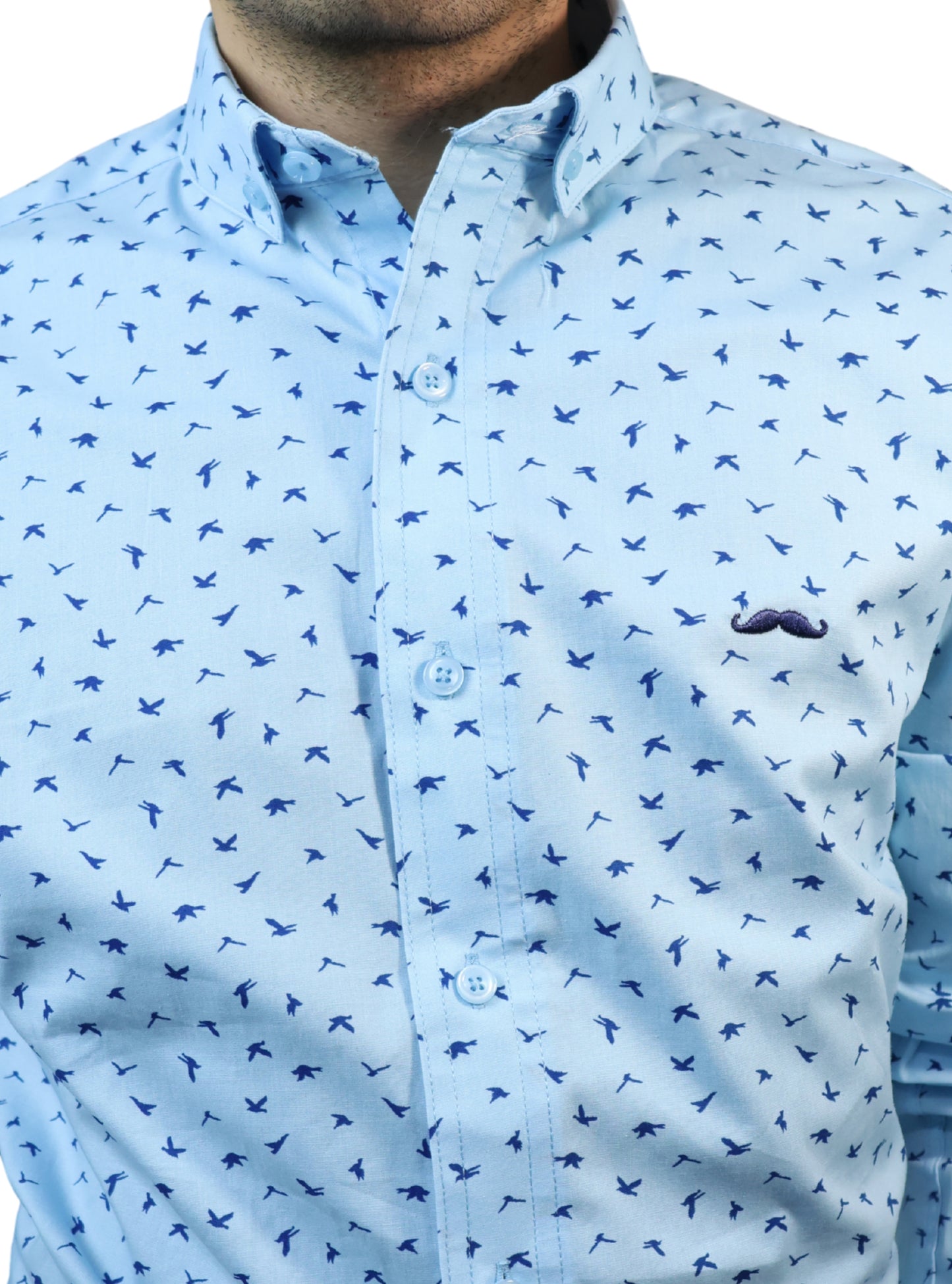 Camisa slim fit - Azul estampado