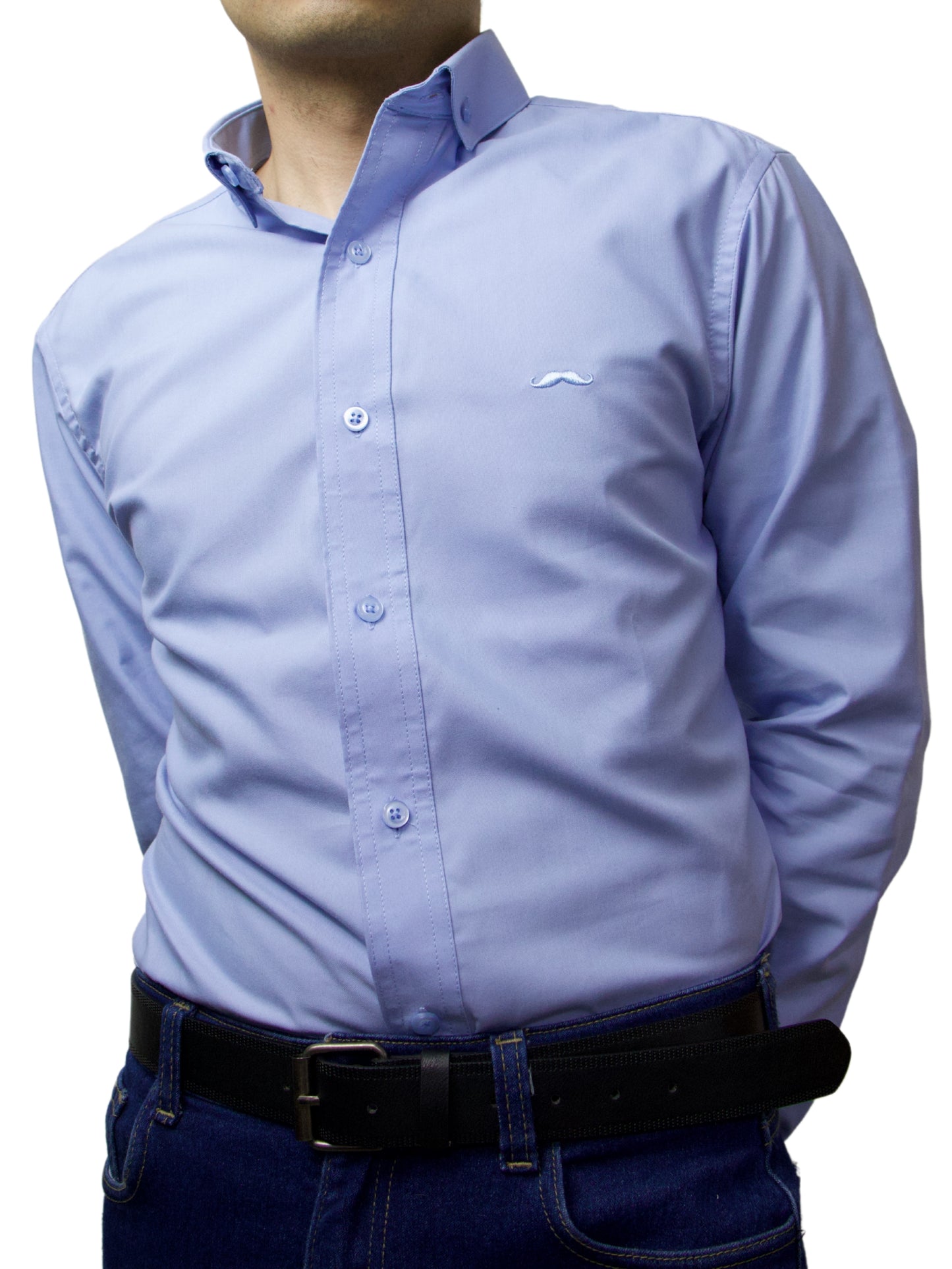 Camisa slim fit - Azul claro liso