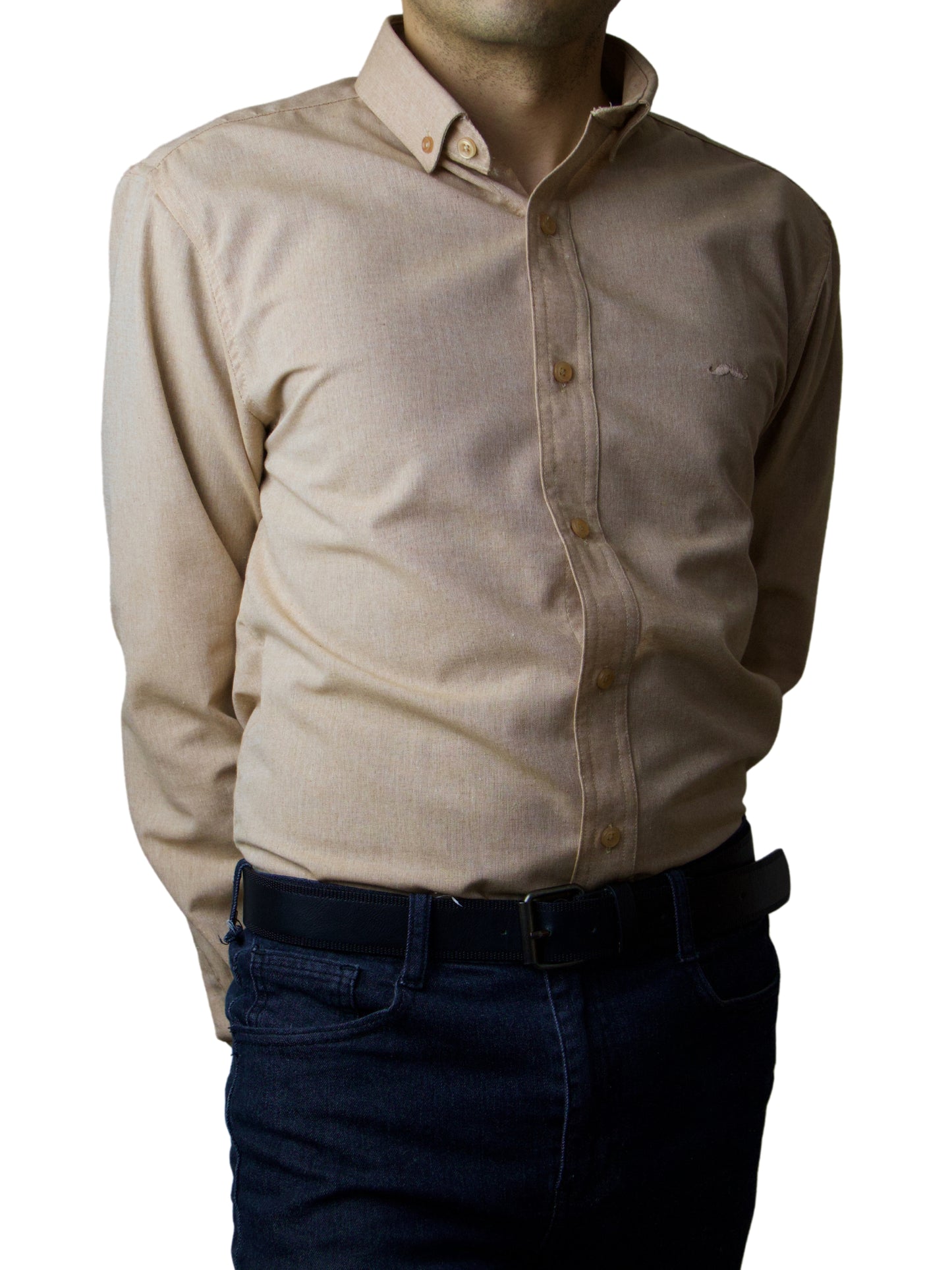 Camisa slim fit - Caqui liso