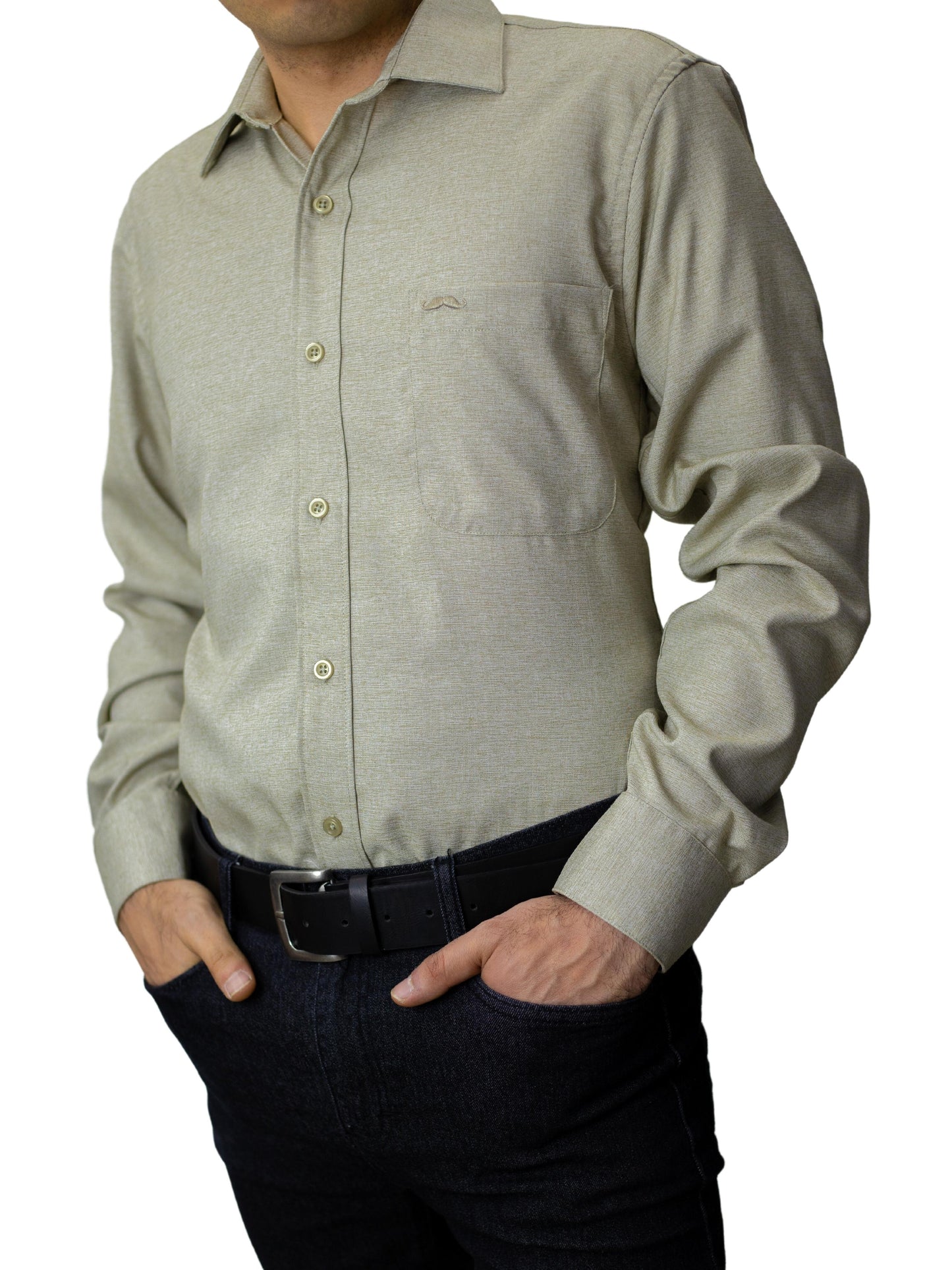 Camisa corte regular - Caqui