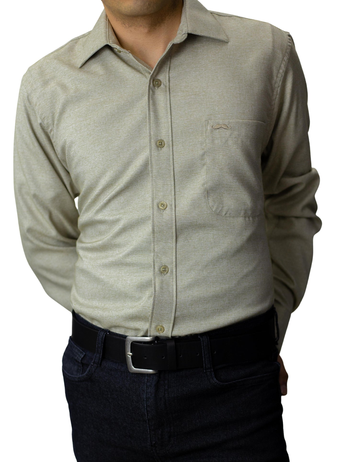 Camisa corte regular - Caqui