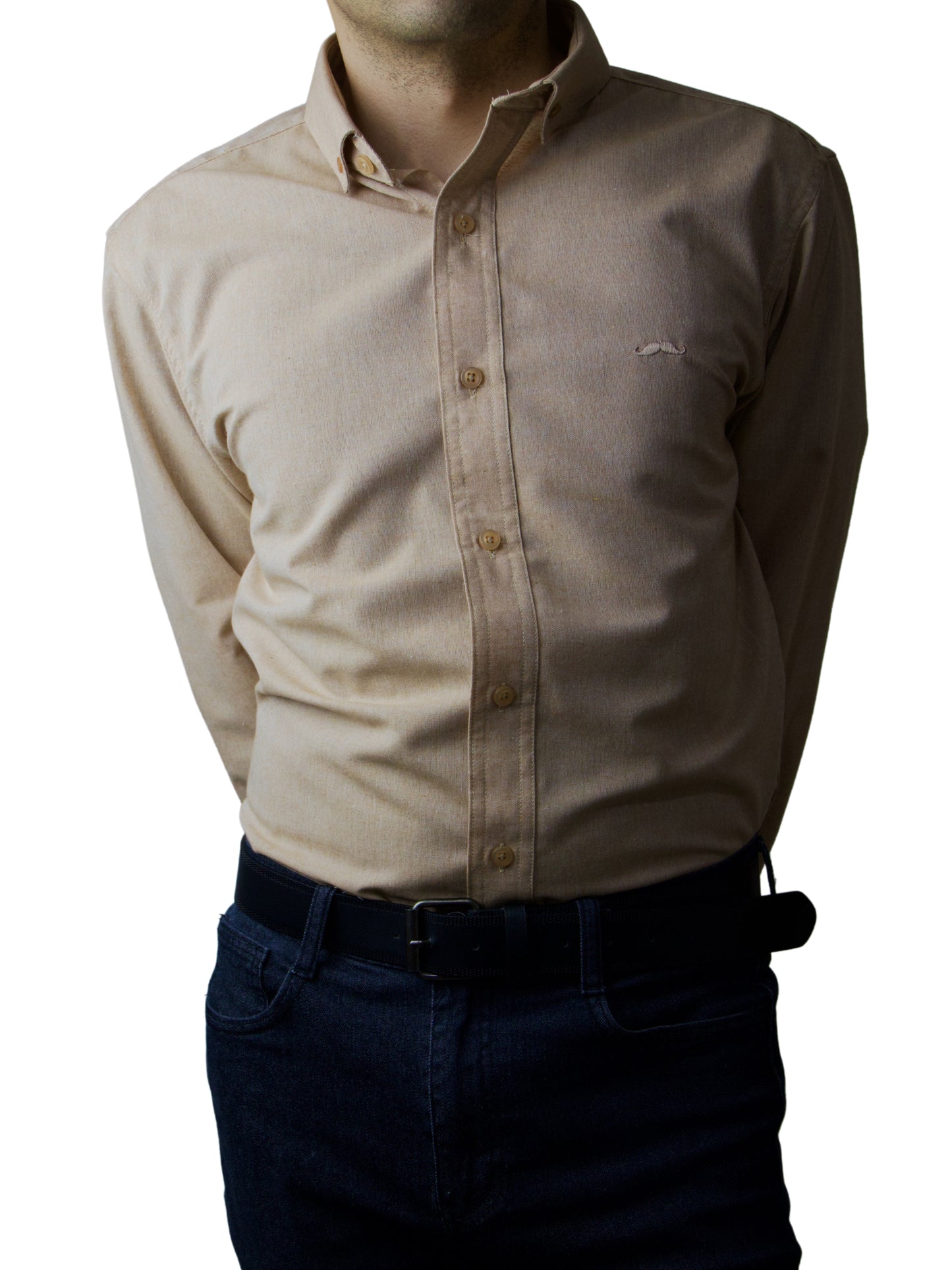 Camisa slim fit - Caqui liso