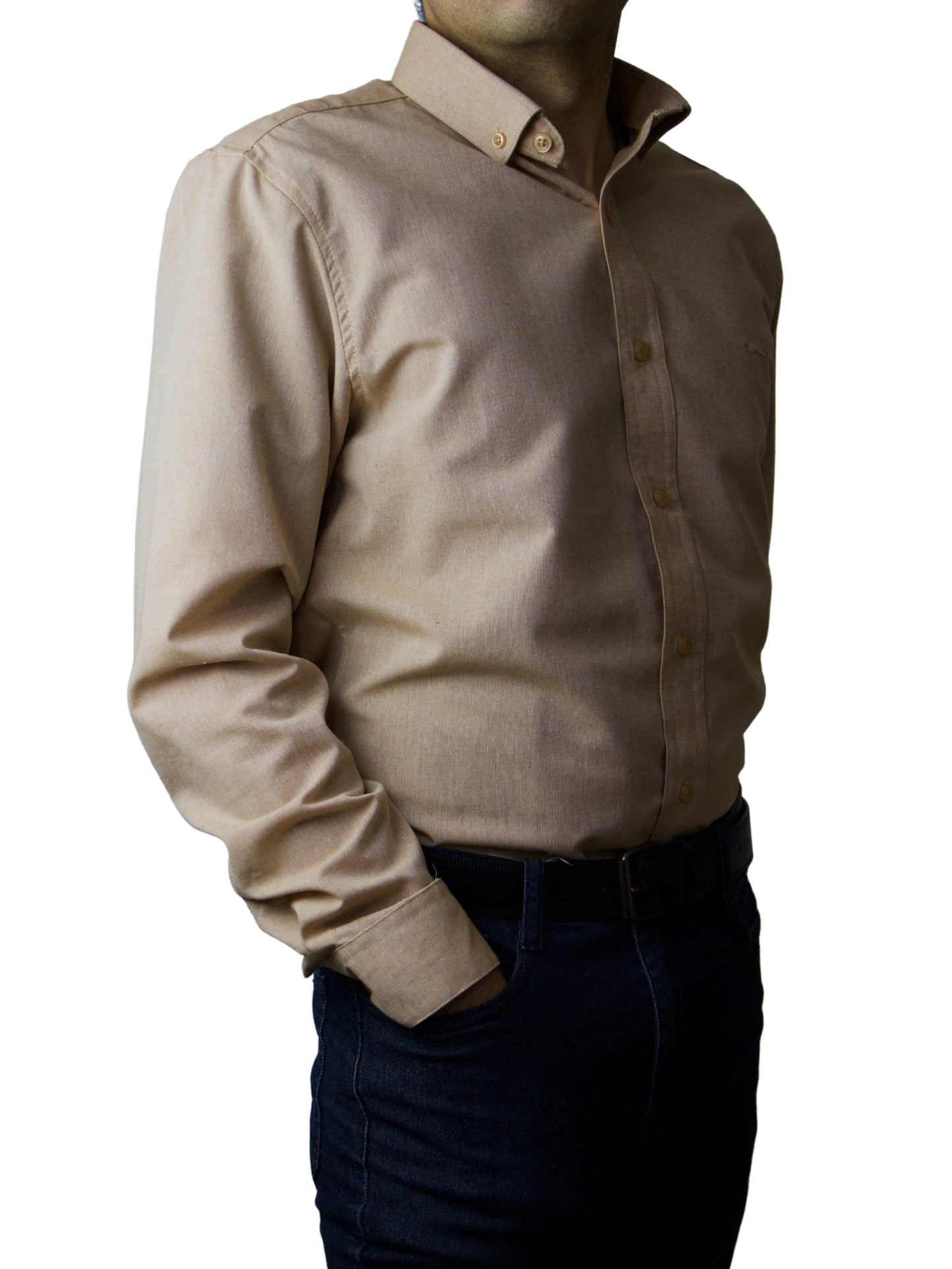 Camisa slim fit - Caqui liso