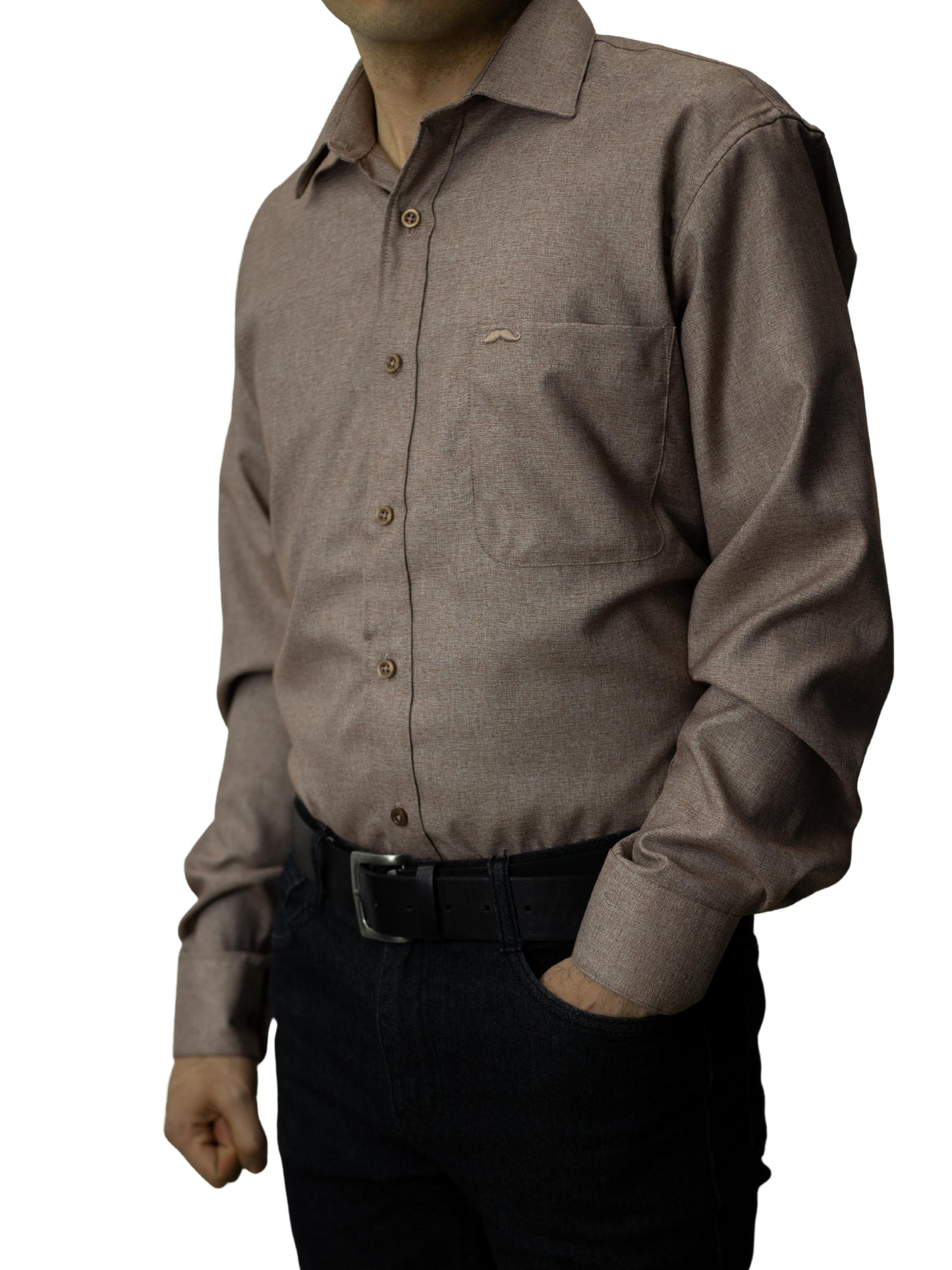 Camisa corte regular - Café liso