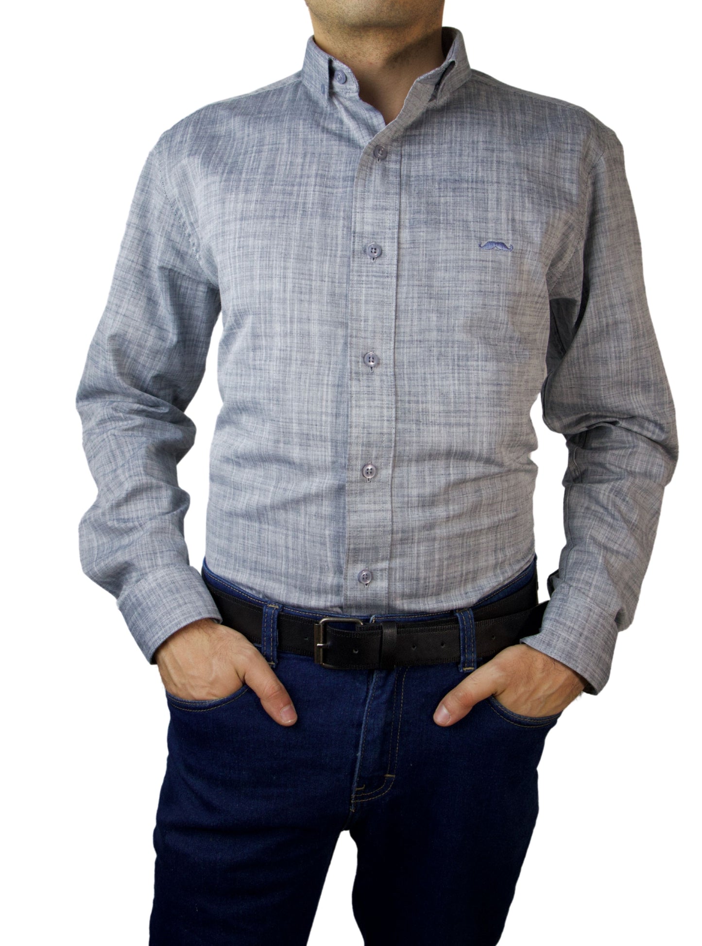 Camisa slim fit - Lino gris