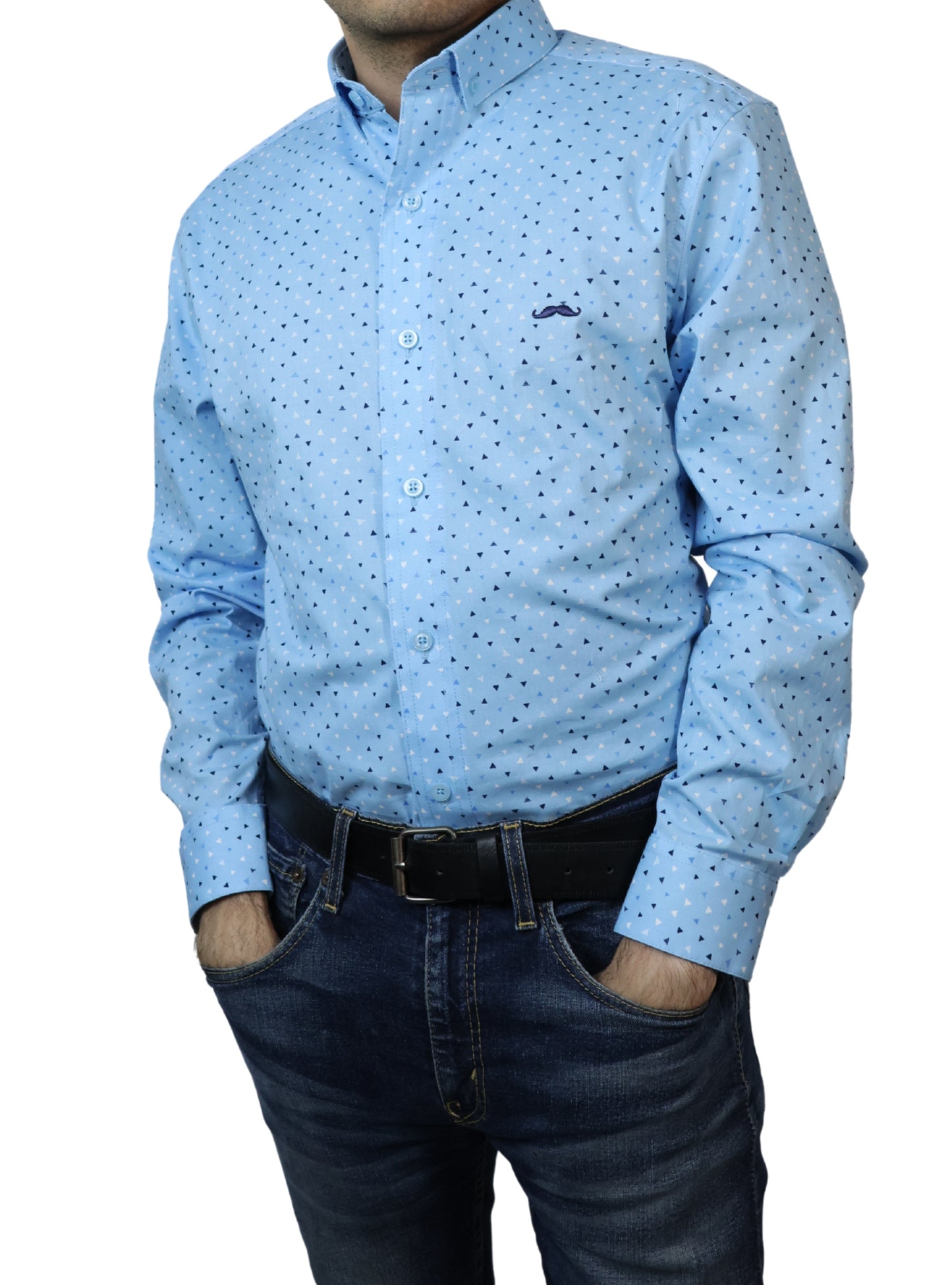 Camisa slim fit - Azul geométrico