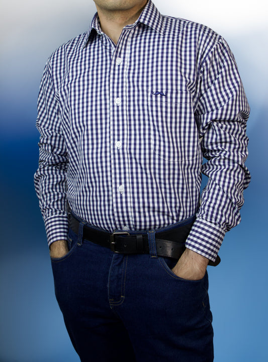 Camisa corte regular - Cuadro marino