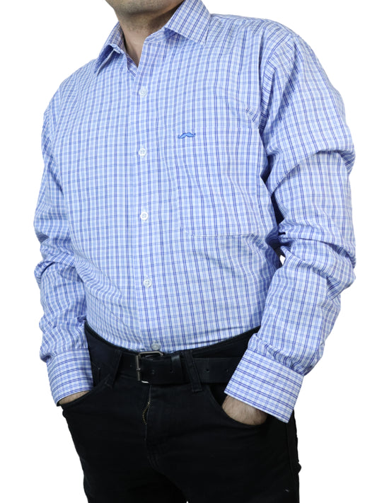 Camisa corte regular - Azul cuadrilla