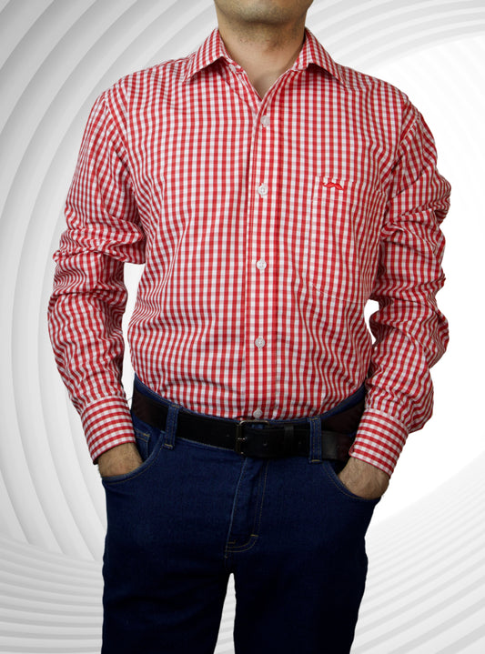 Camisa corte regular - Cuadro rojo