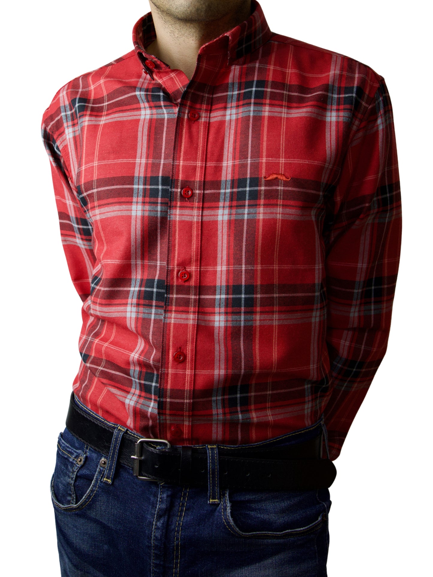 Camisa slim fit - Cuadro rojo leñador