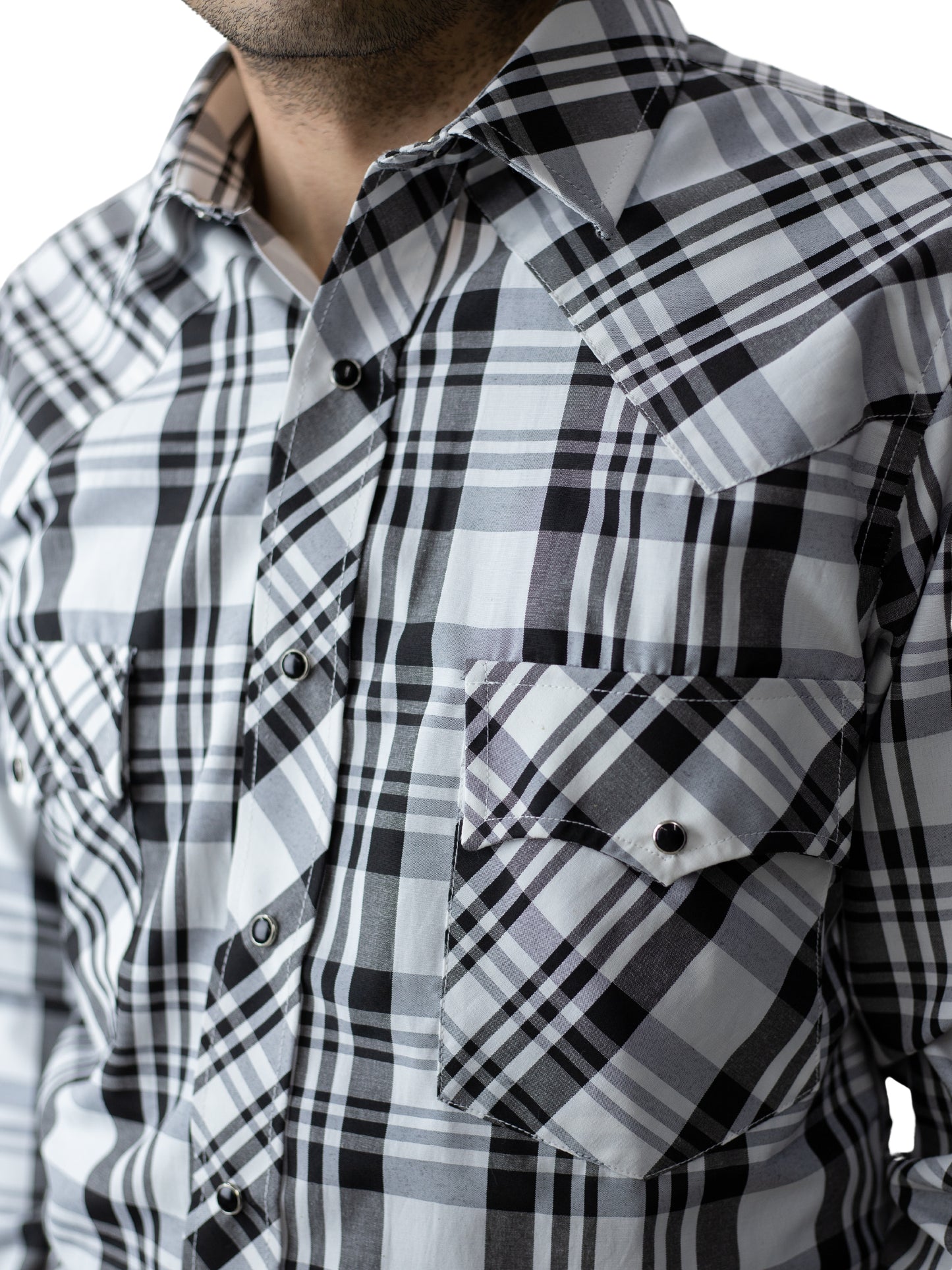 Camisa vaquera slim fit - Blanco con negro