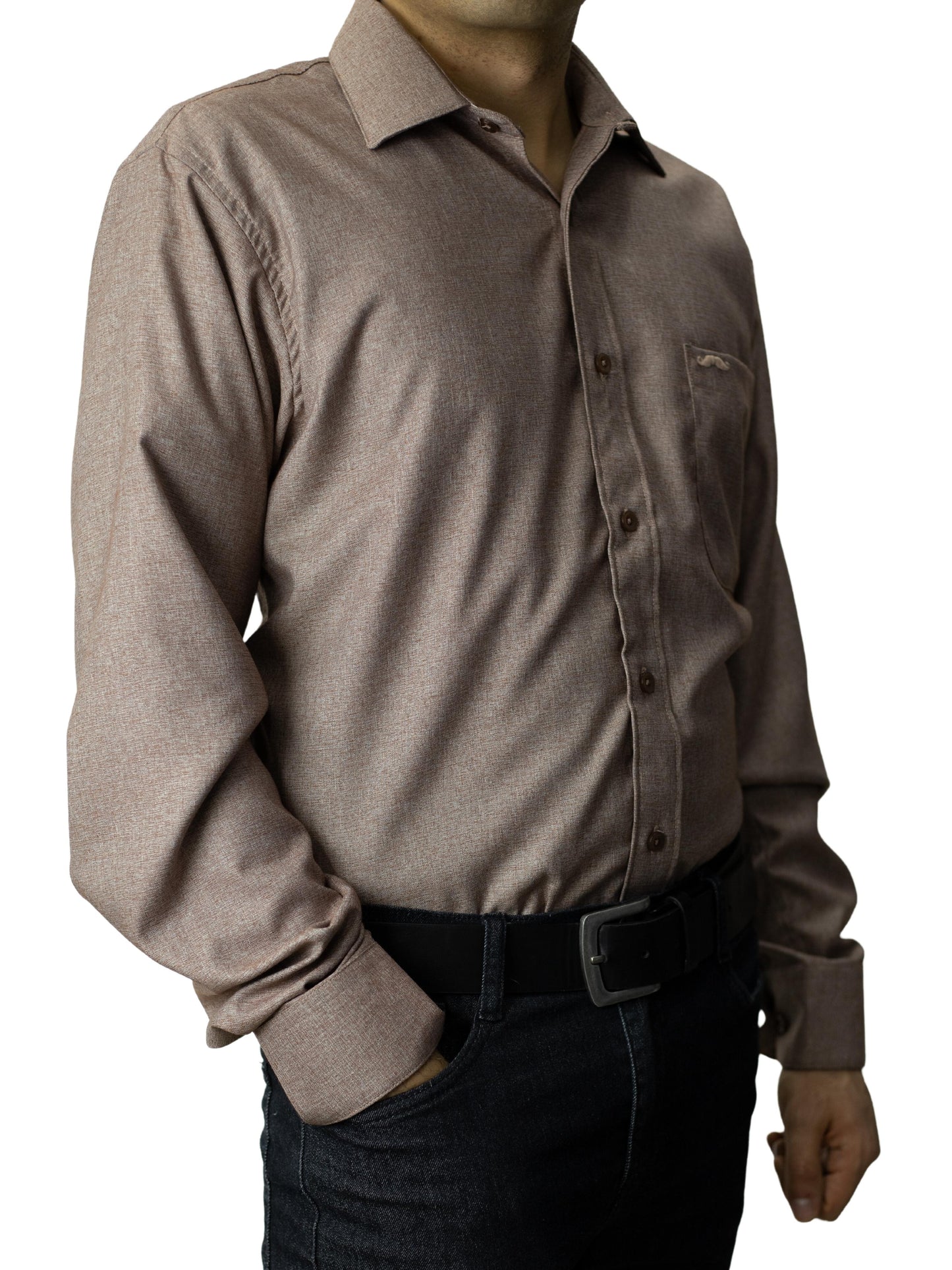 Camisa corte regular - Café liso