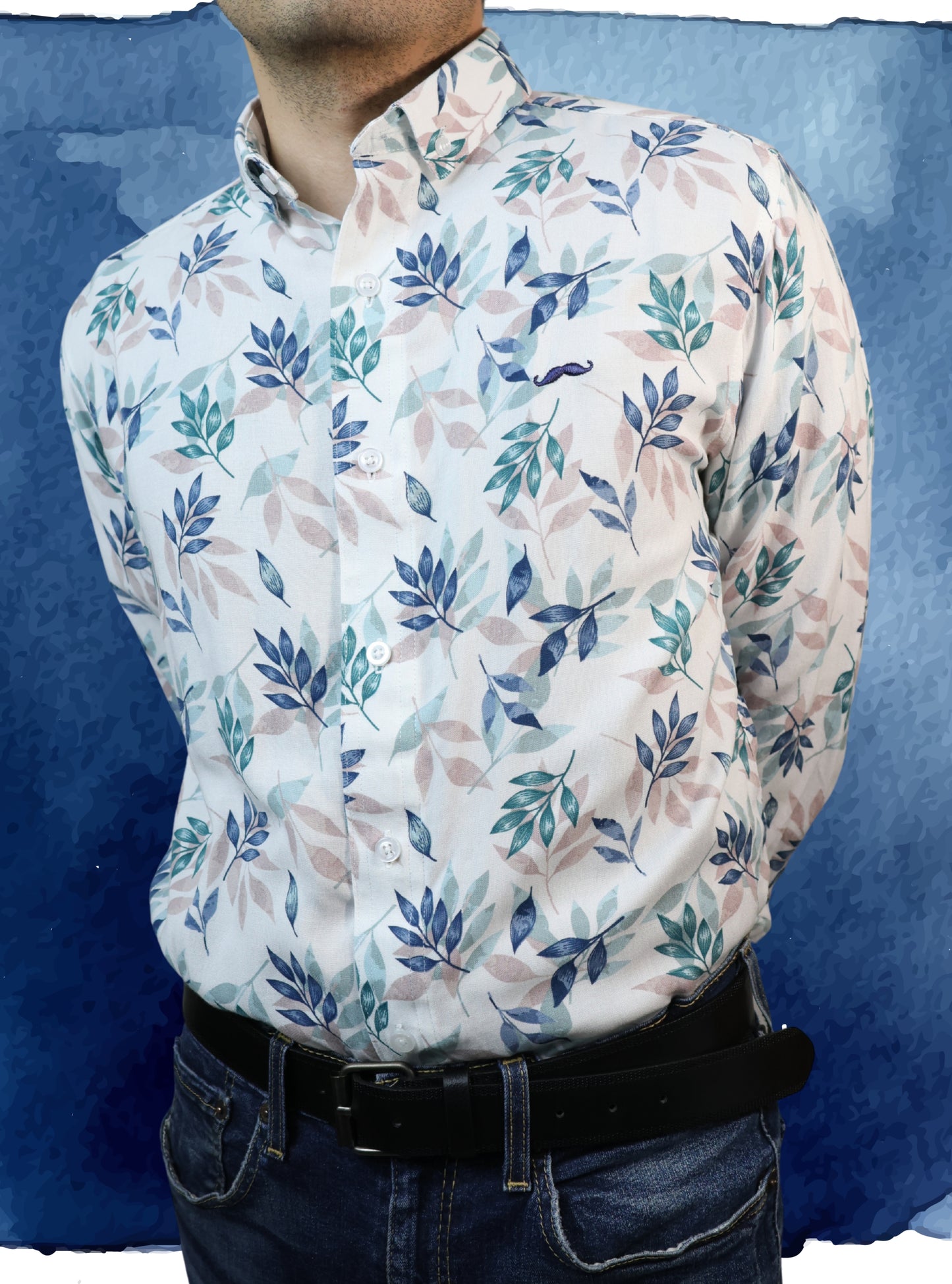 Camisa slim fit - Blanco flores