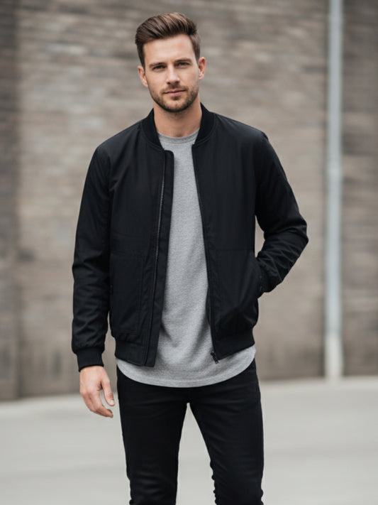 Chamarra Bomber - Negro