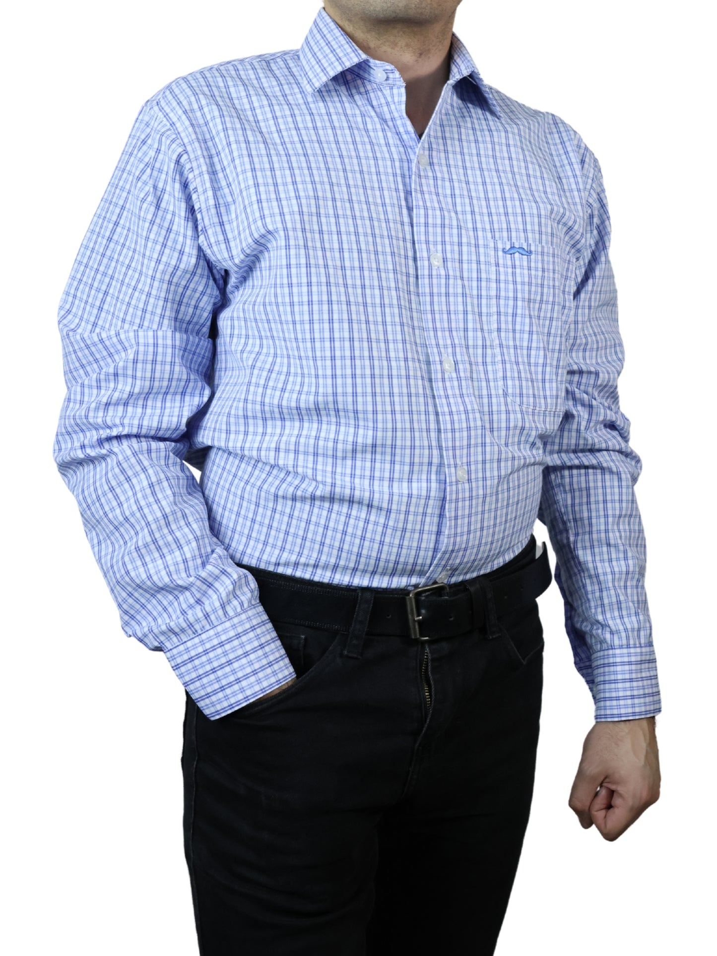 Camisa corte regular - Azul cuadrilla