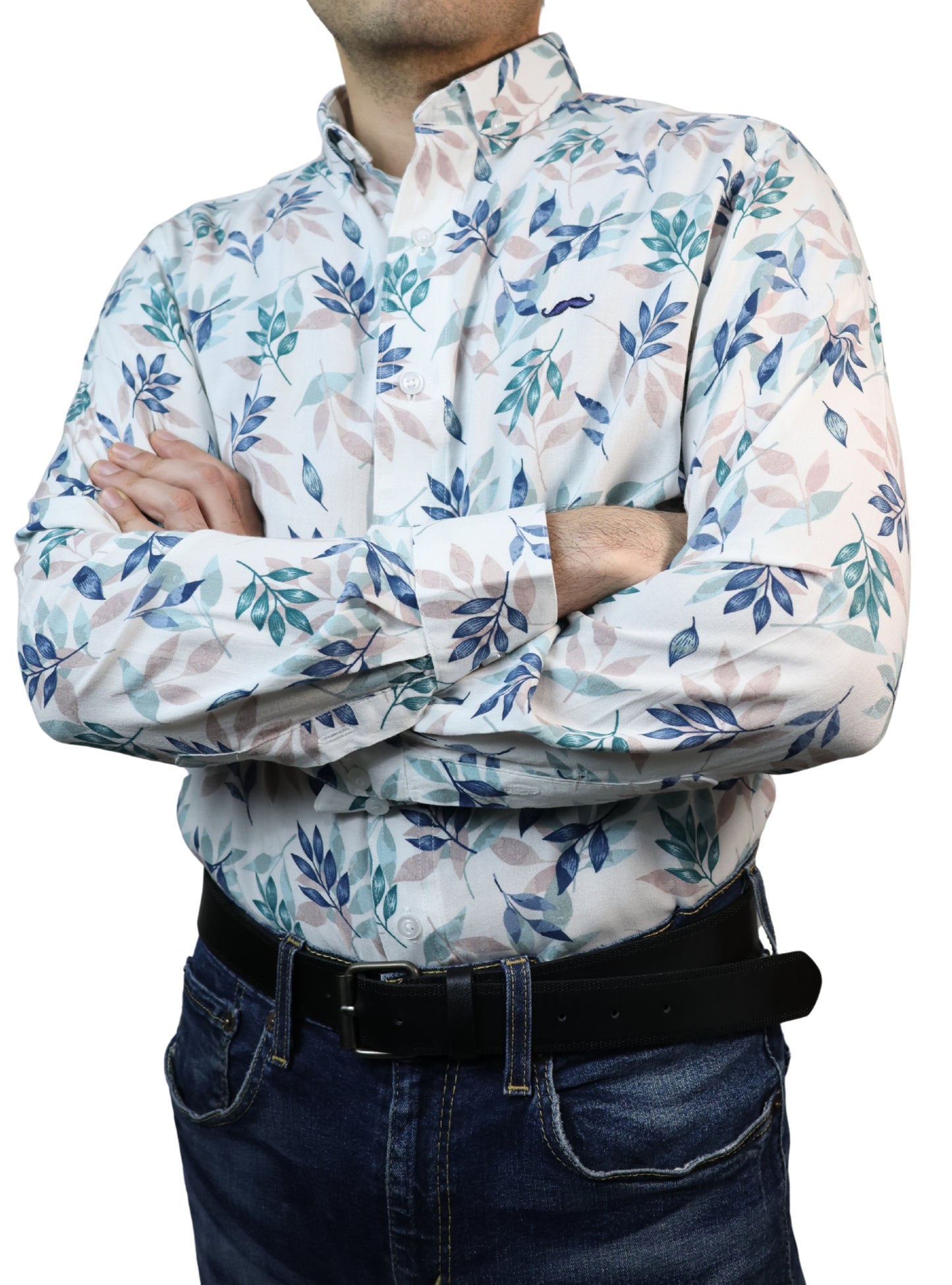 Camisa slim fit - Blanco flores