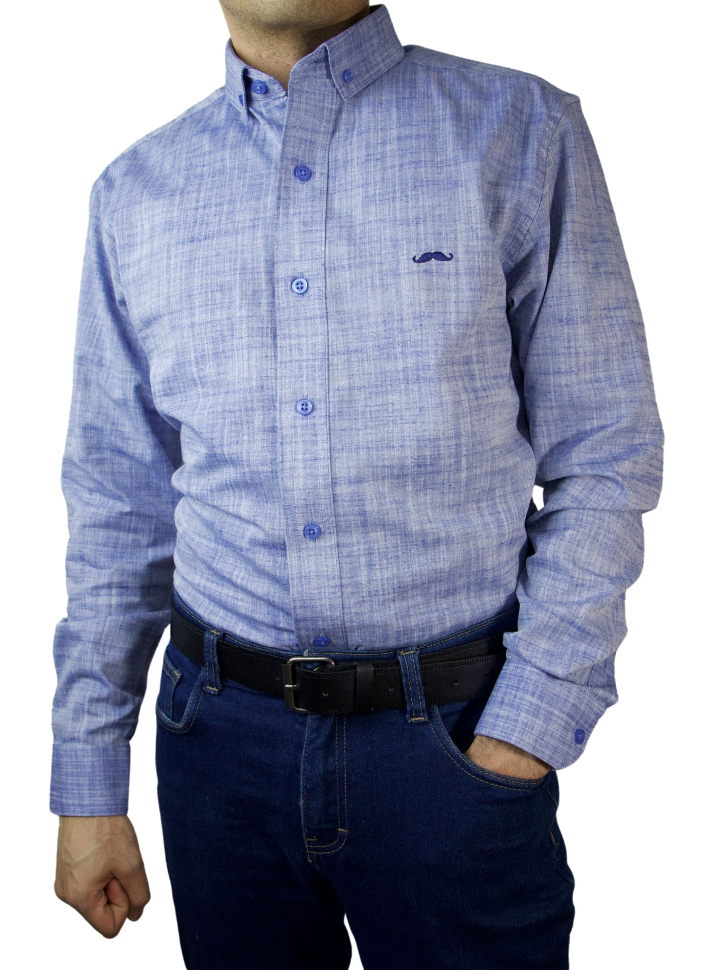 Camisa slim fit - Lino azul