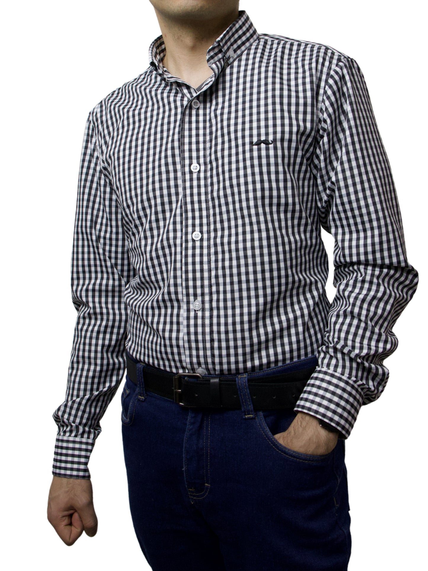 Camisa slim fit - Cuadro negro