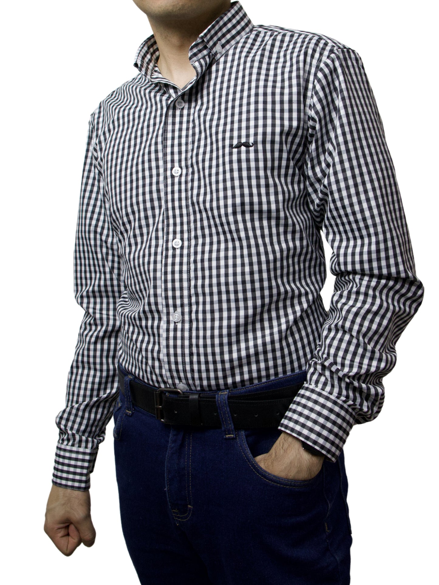 Camisa slim fit - Cuadro negro