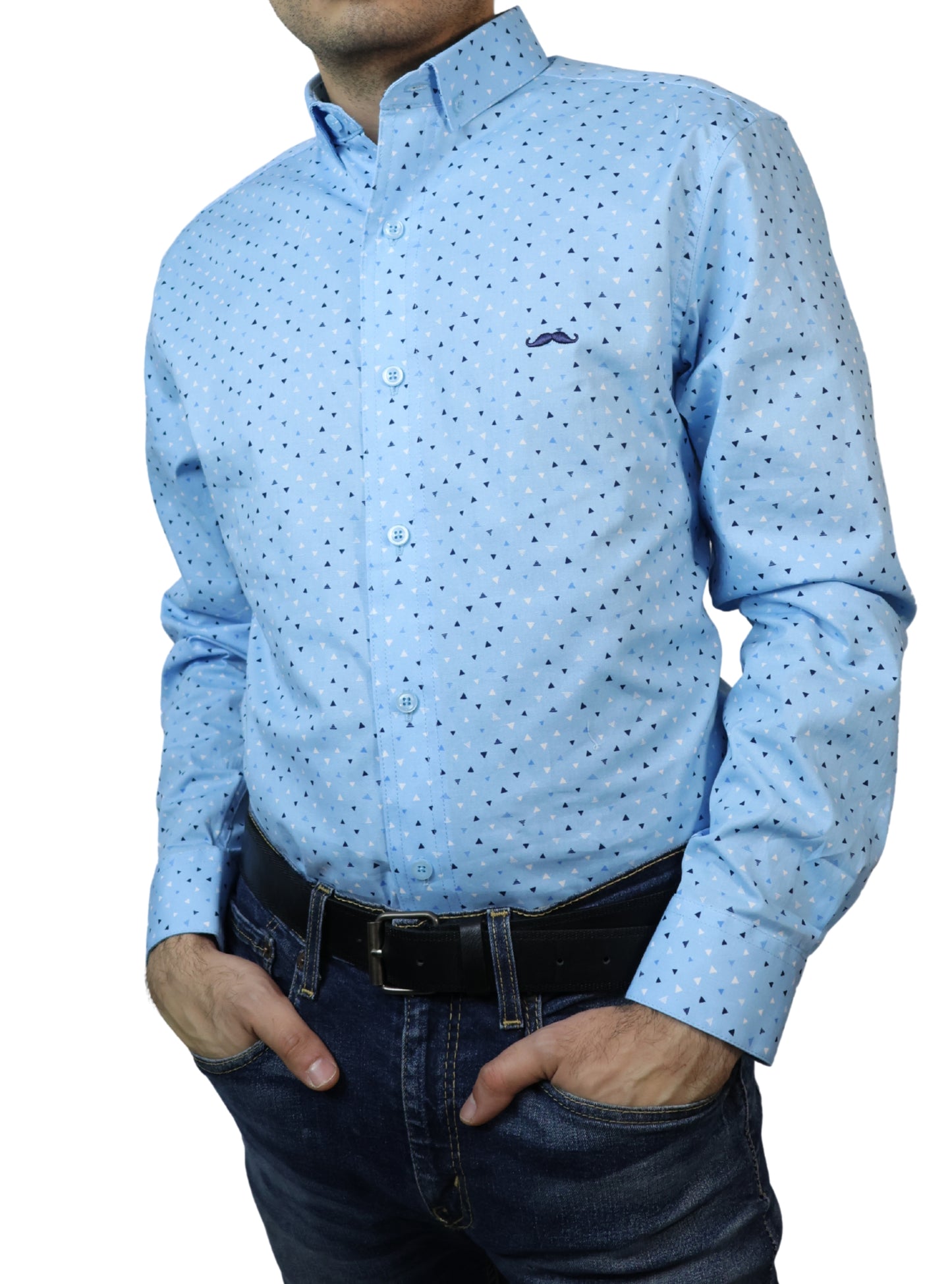 Camisa slim fit - Azul geométrico