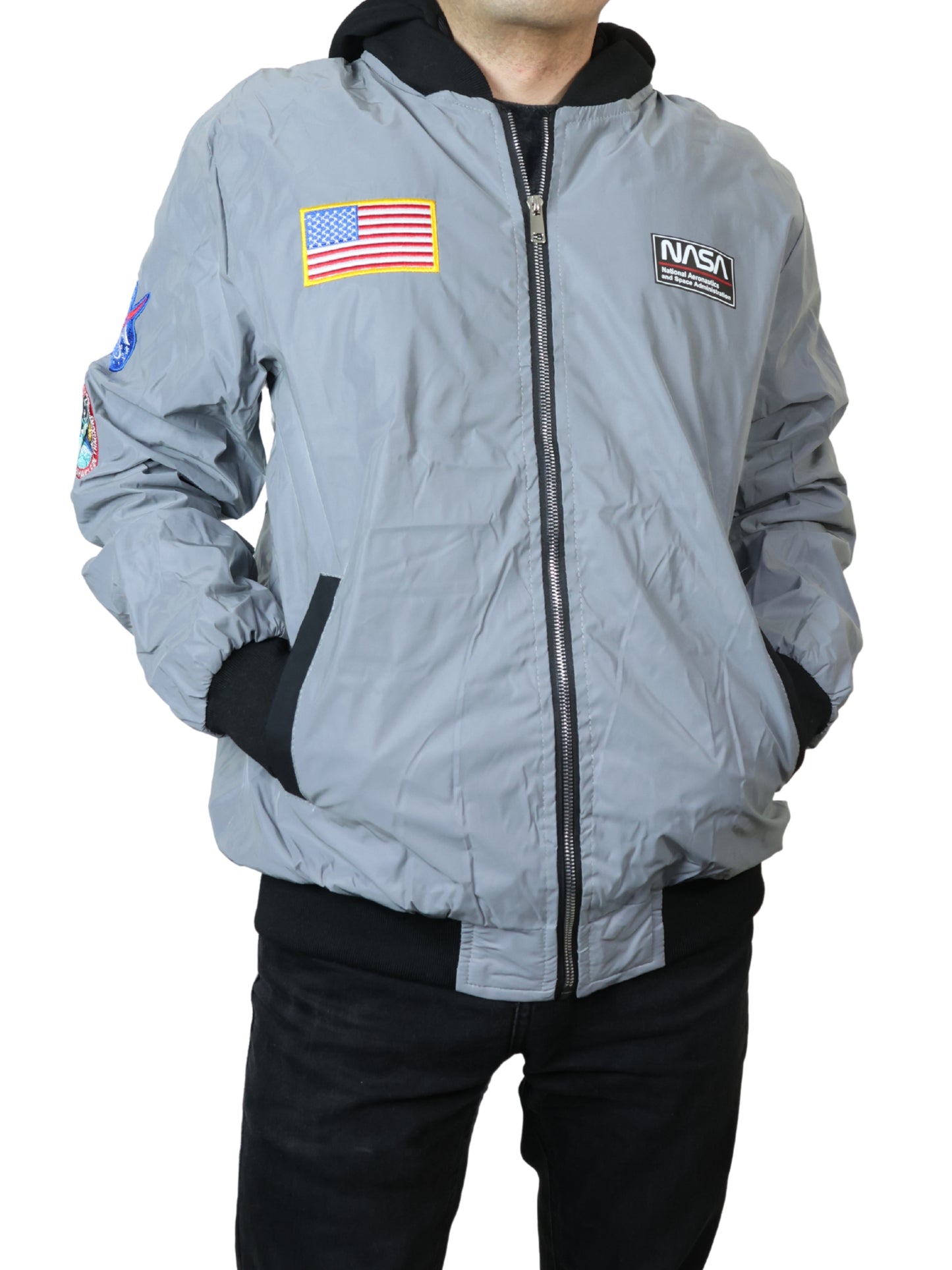 Chamarra reflejante NASA con capucha unisex