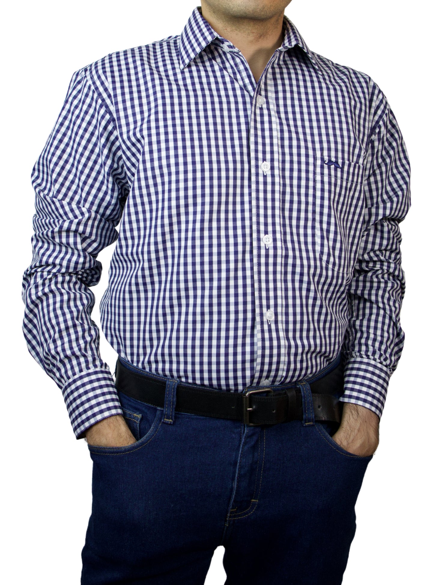 Camisa corte regular - Cuadro marino
