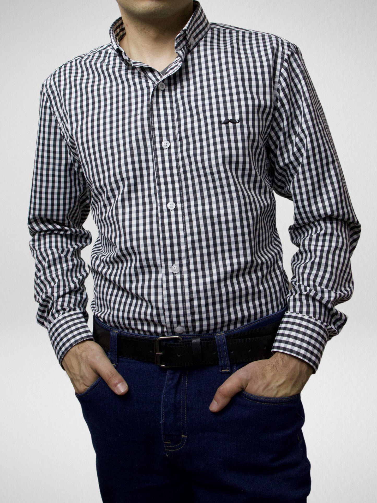 Camisa slim fit - Cuadro negro