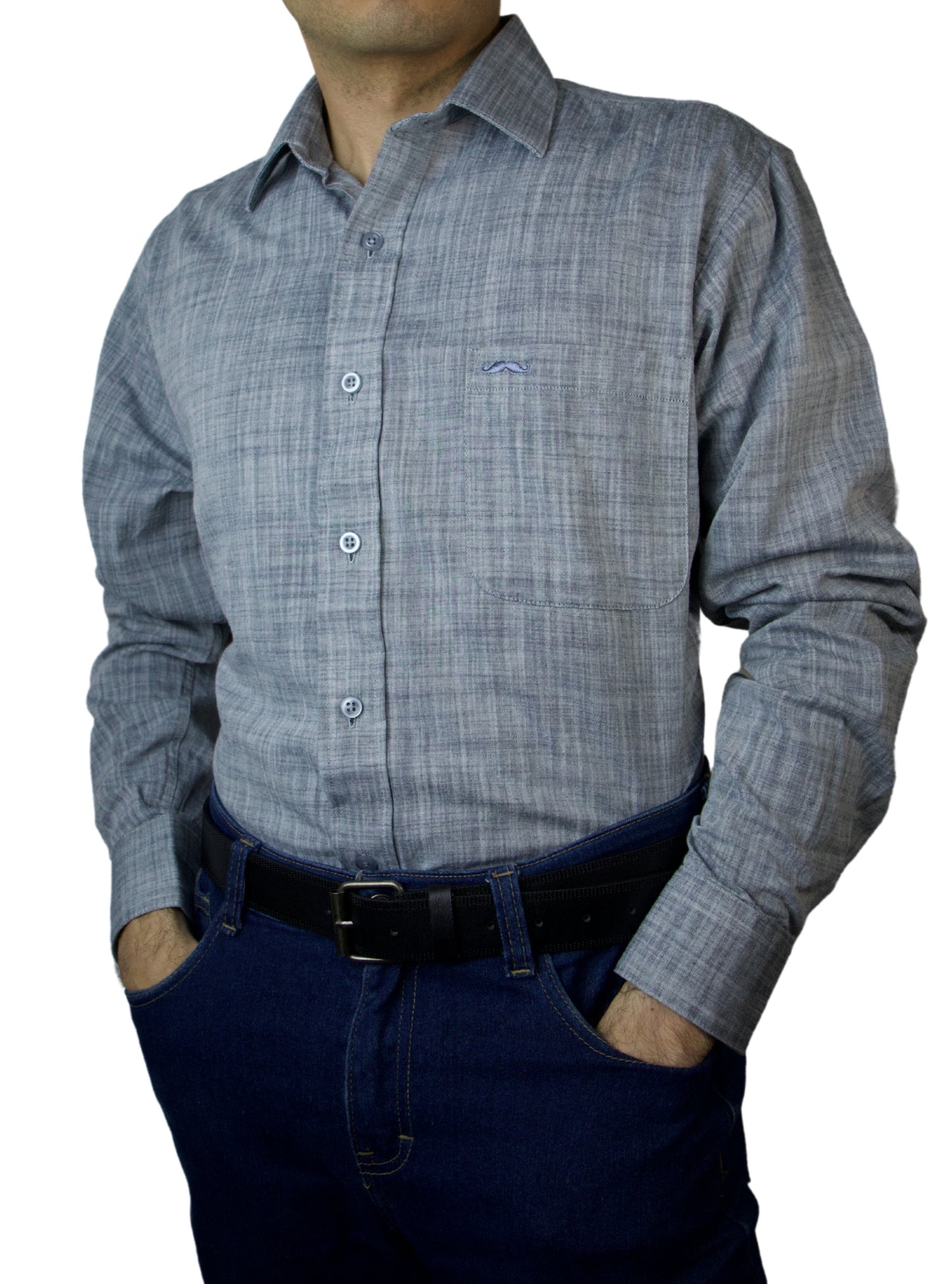 Camisa corte regular - Lino gris