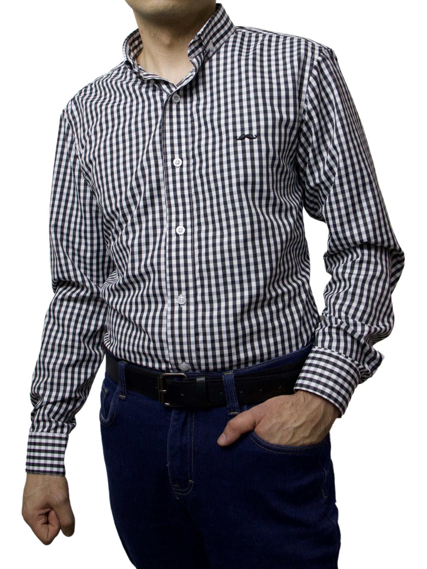 Camisa slim fit - Cuadro negro